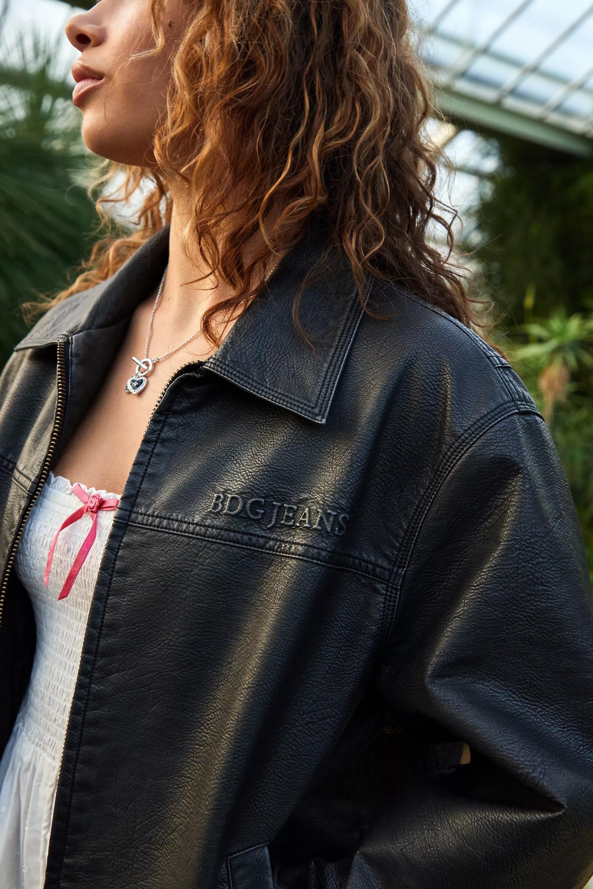 BLK BDG Billy Faux Leather Bomber Jacket