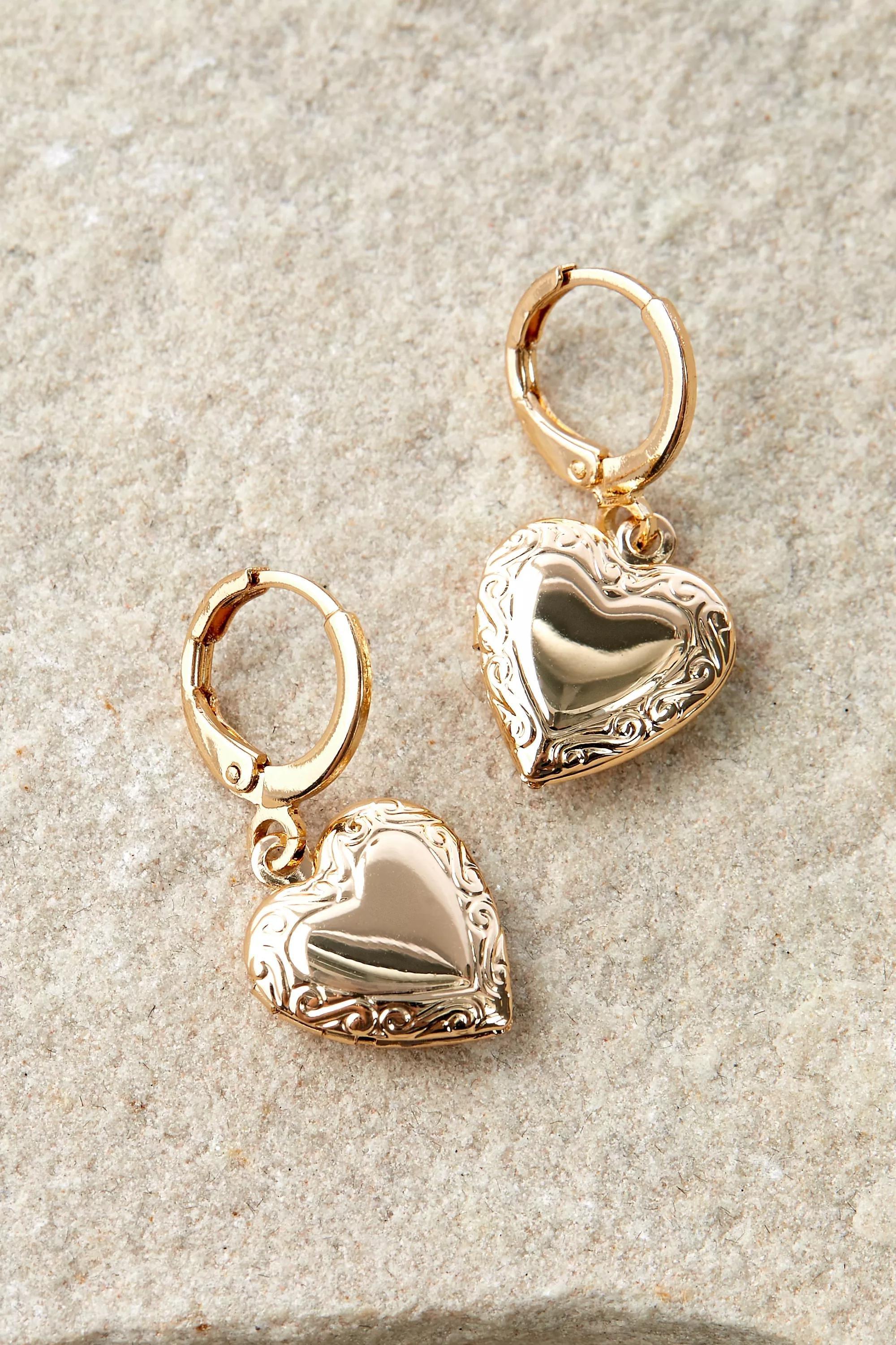 Heart locket deals earrings