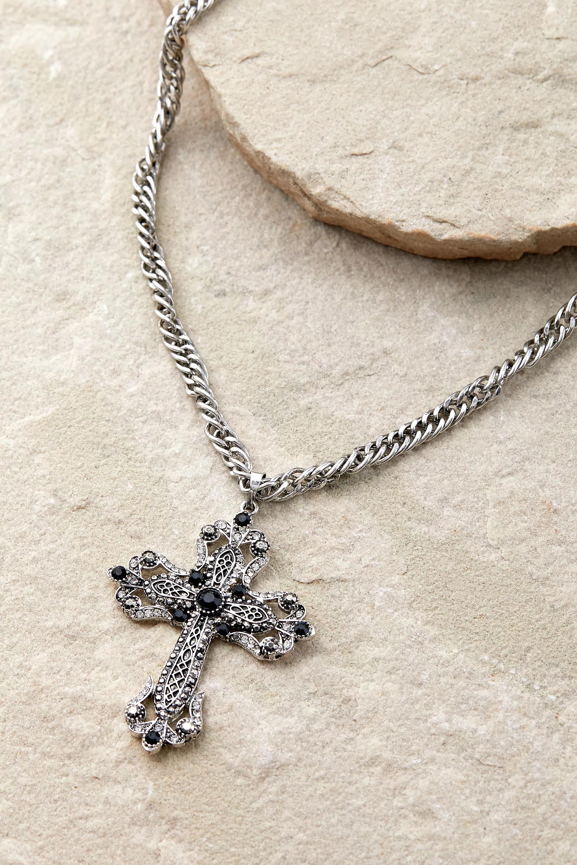 Slvr Silence + Noise Cross Pendant Necklace, , large image number 0