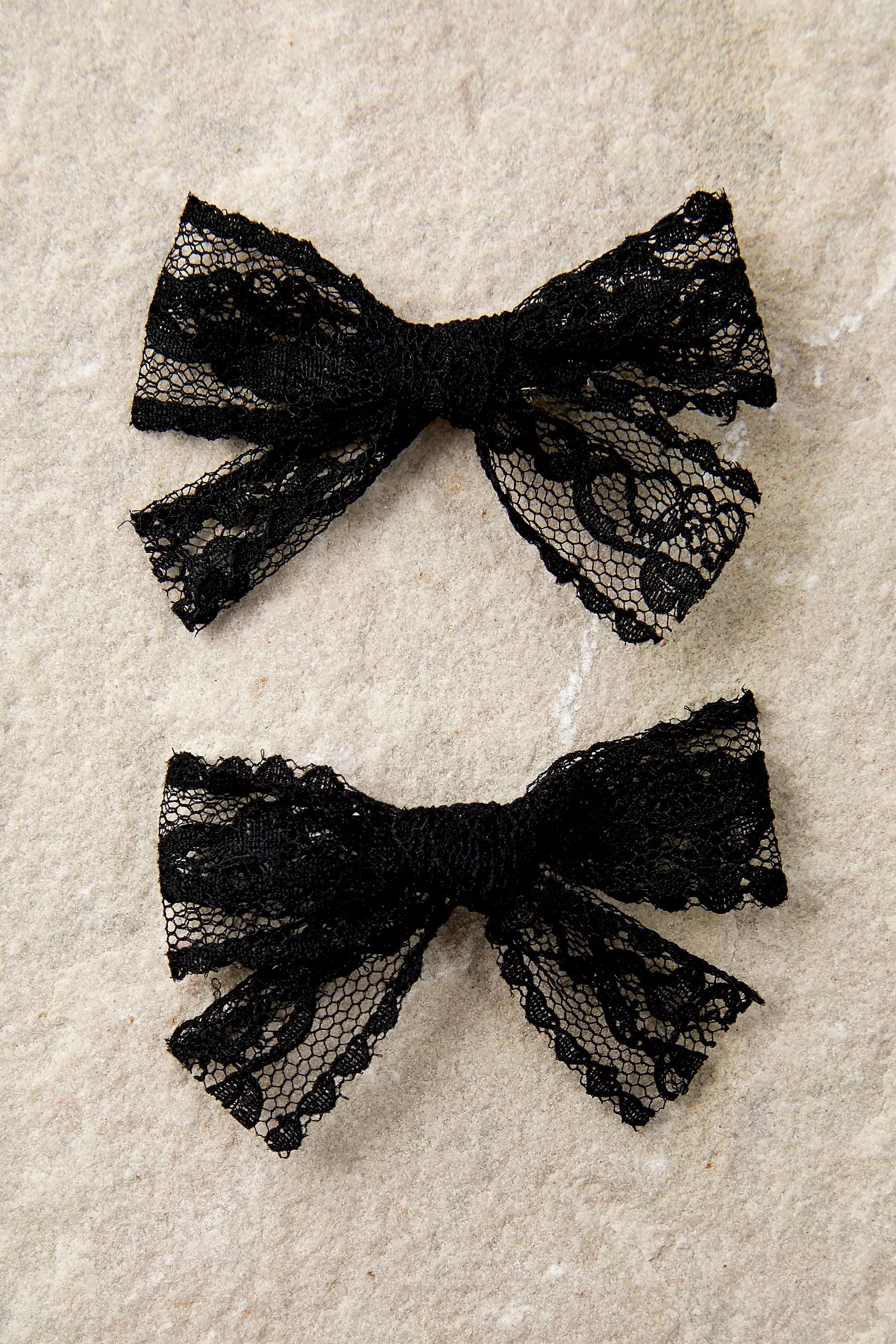 Black Lace Bow Hair Clip