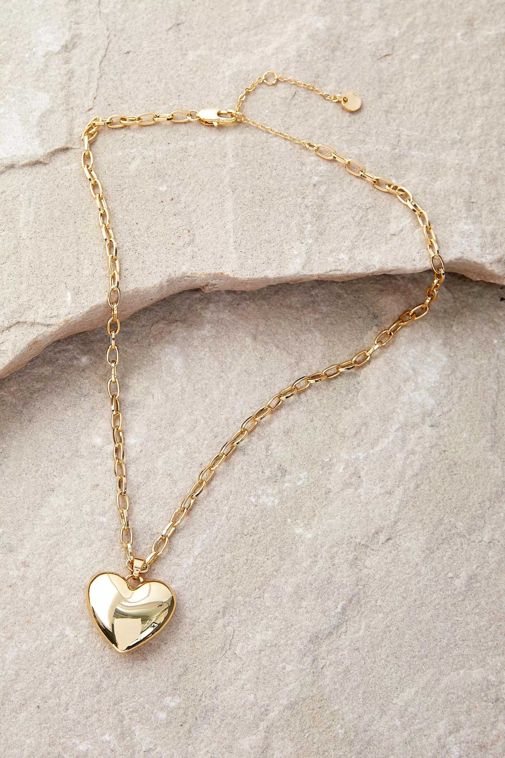 Gold Chunky Heart Pendant Necklace, , large image number 2