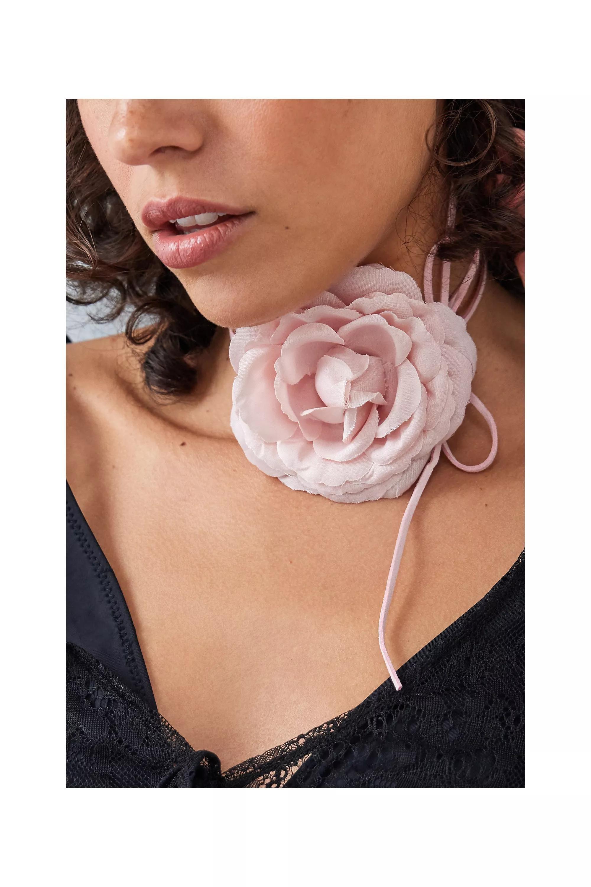 Pink deals flower choker