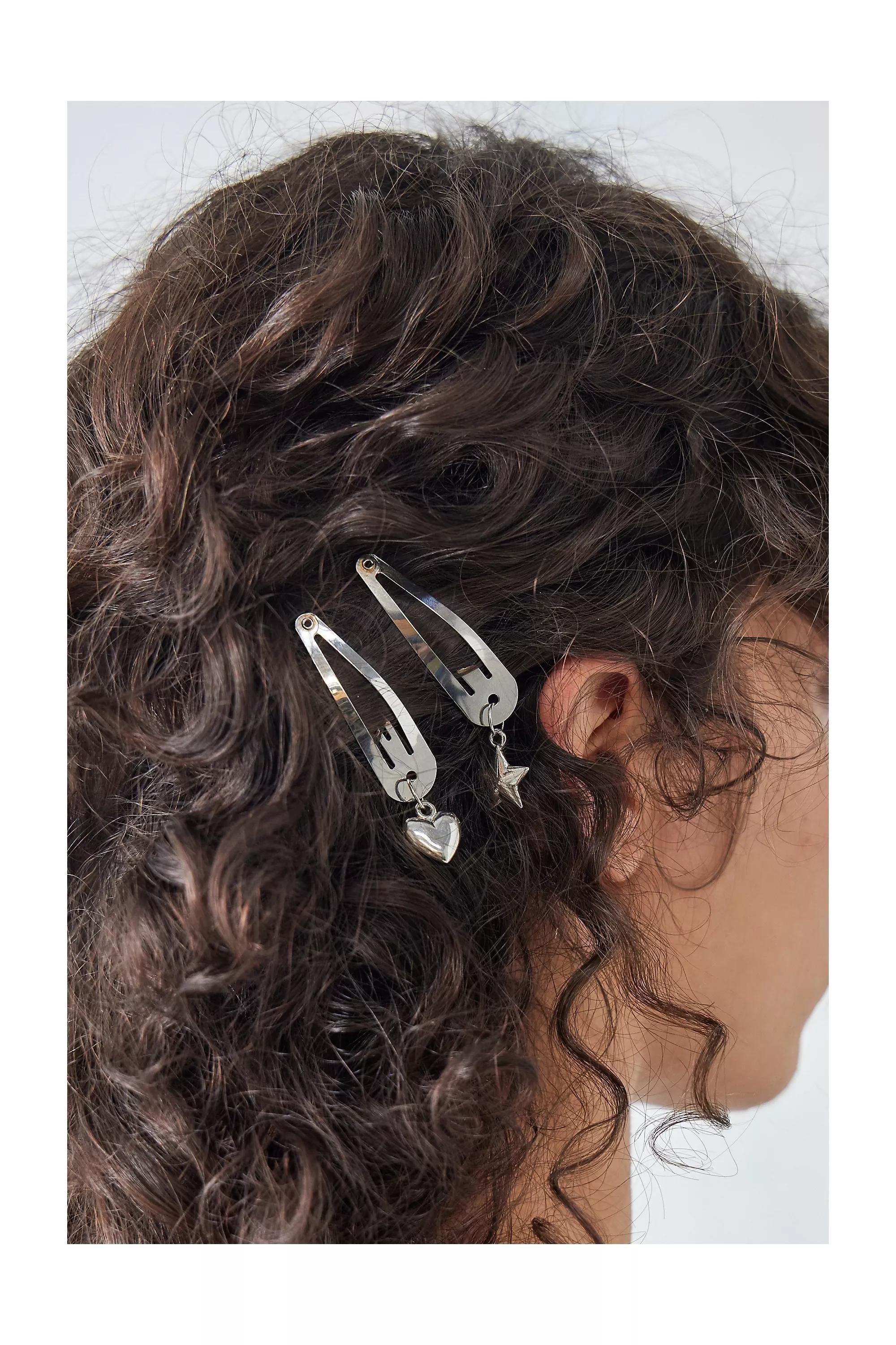 Silver Charm Snap Hair Clips 4-Pack, , large image number 0