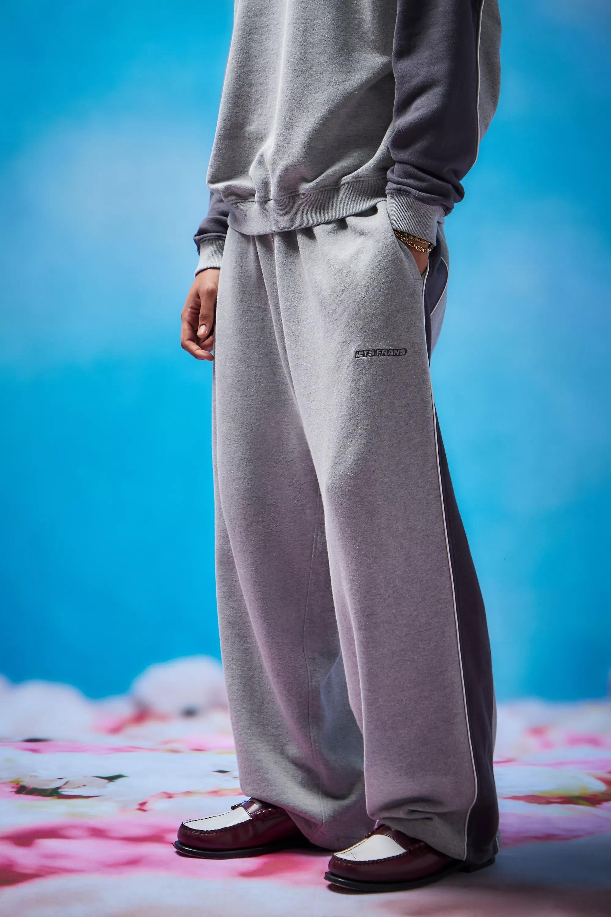 Grey Panelled Harri Baggy Joggers, , large image number 0