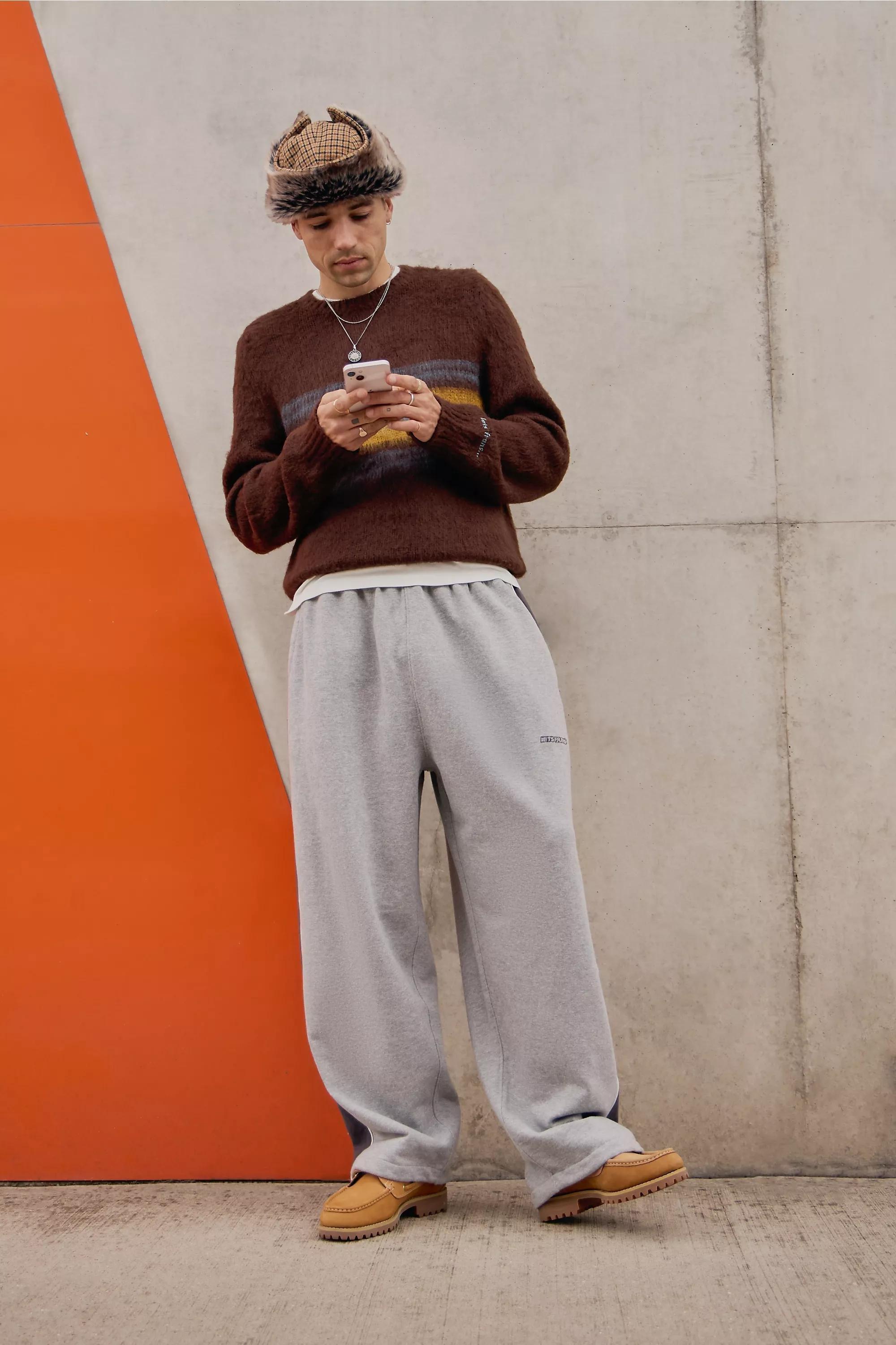 Grey Panelled Harri Baggy Joggers, , large image number 1