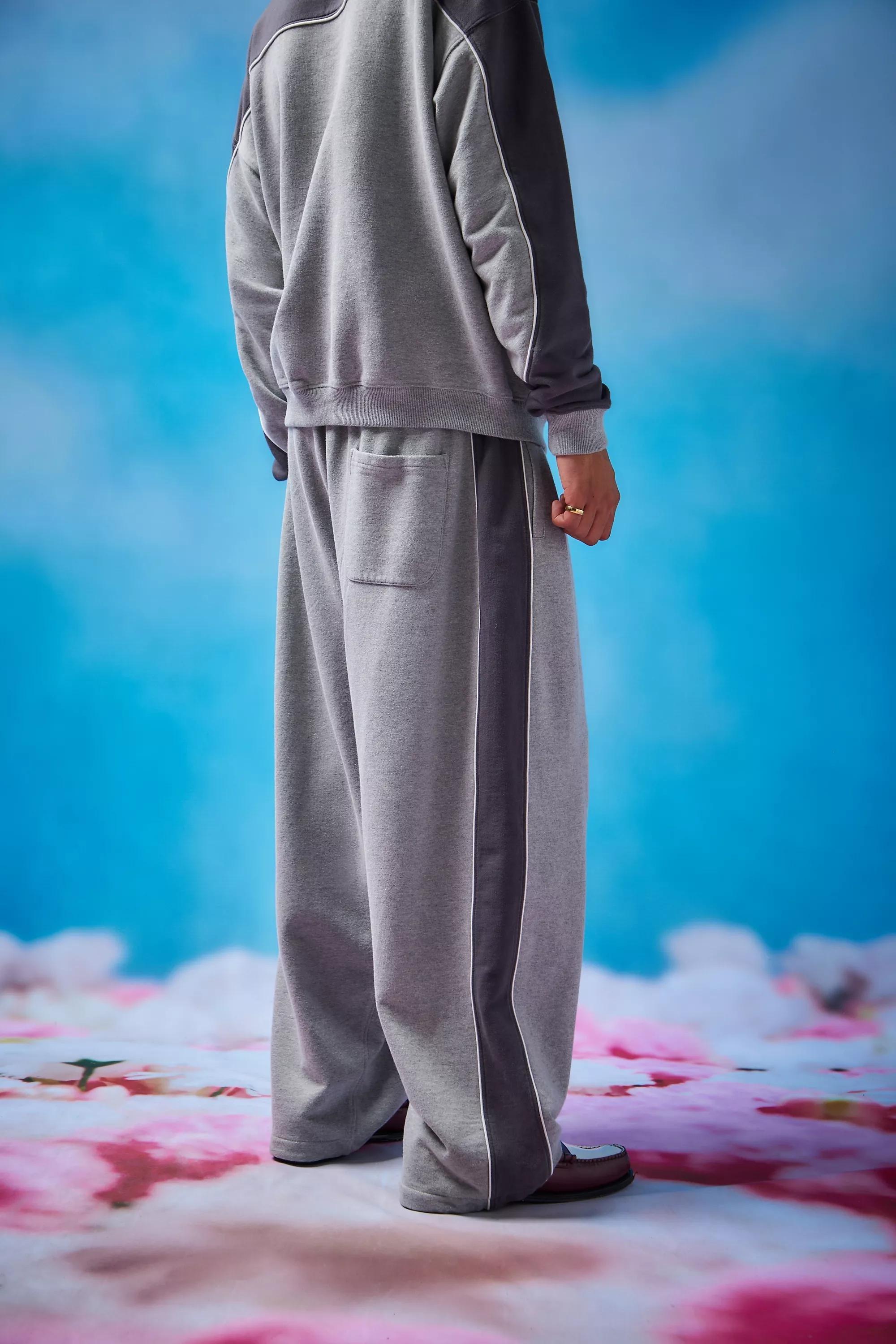 Grey Panelled Harri Baggy Joggers, , large image number 2
