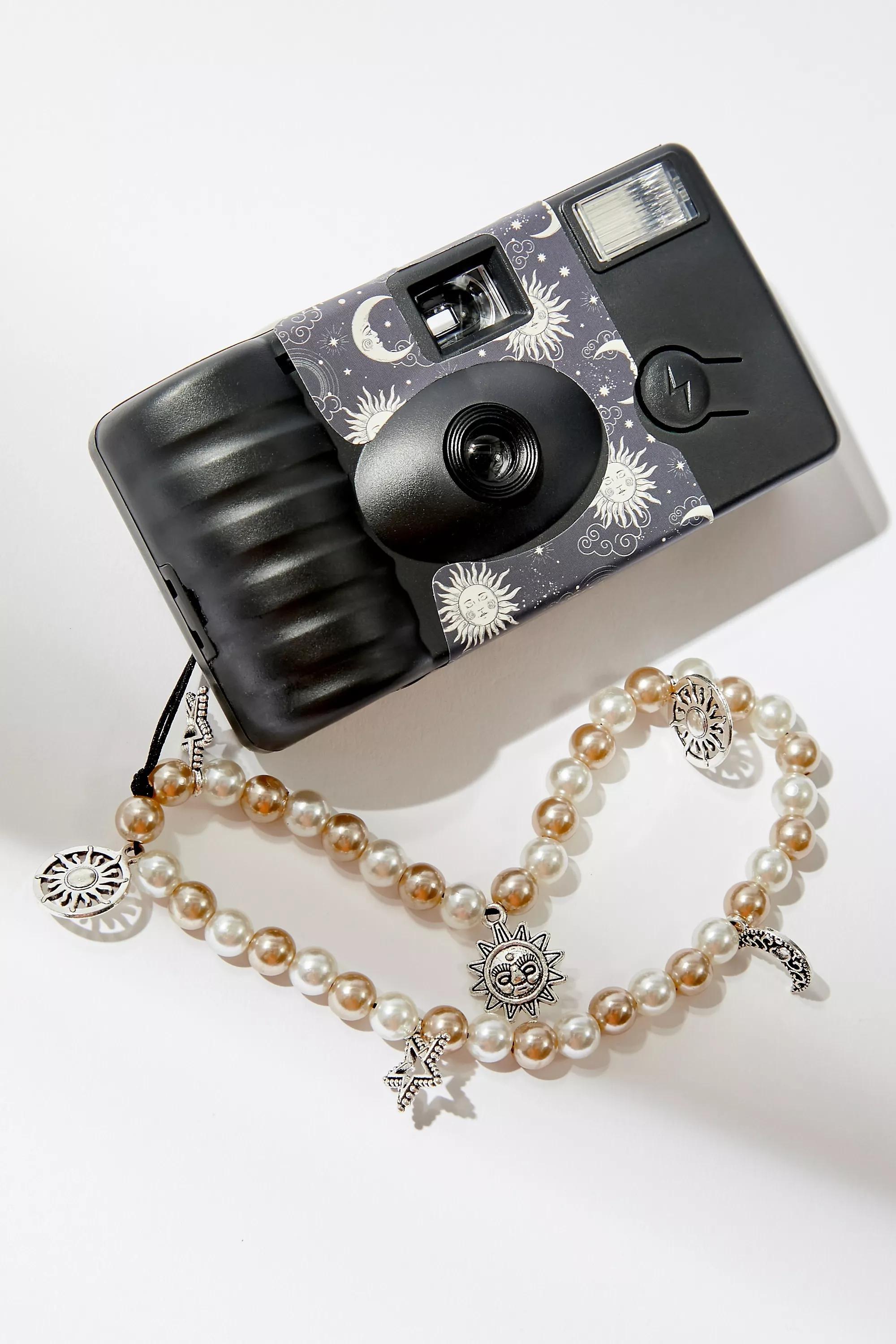 Black Celestial Print Disposable Camera With Strap, , large image number 1