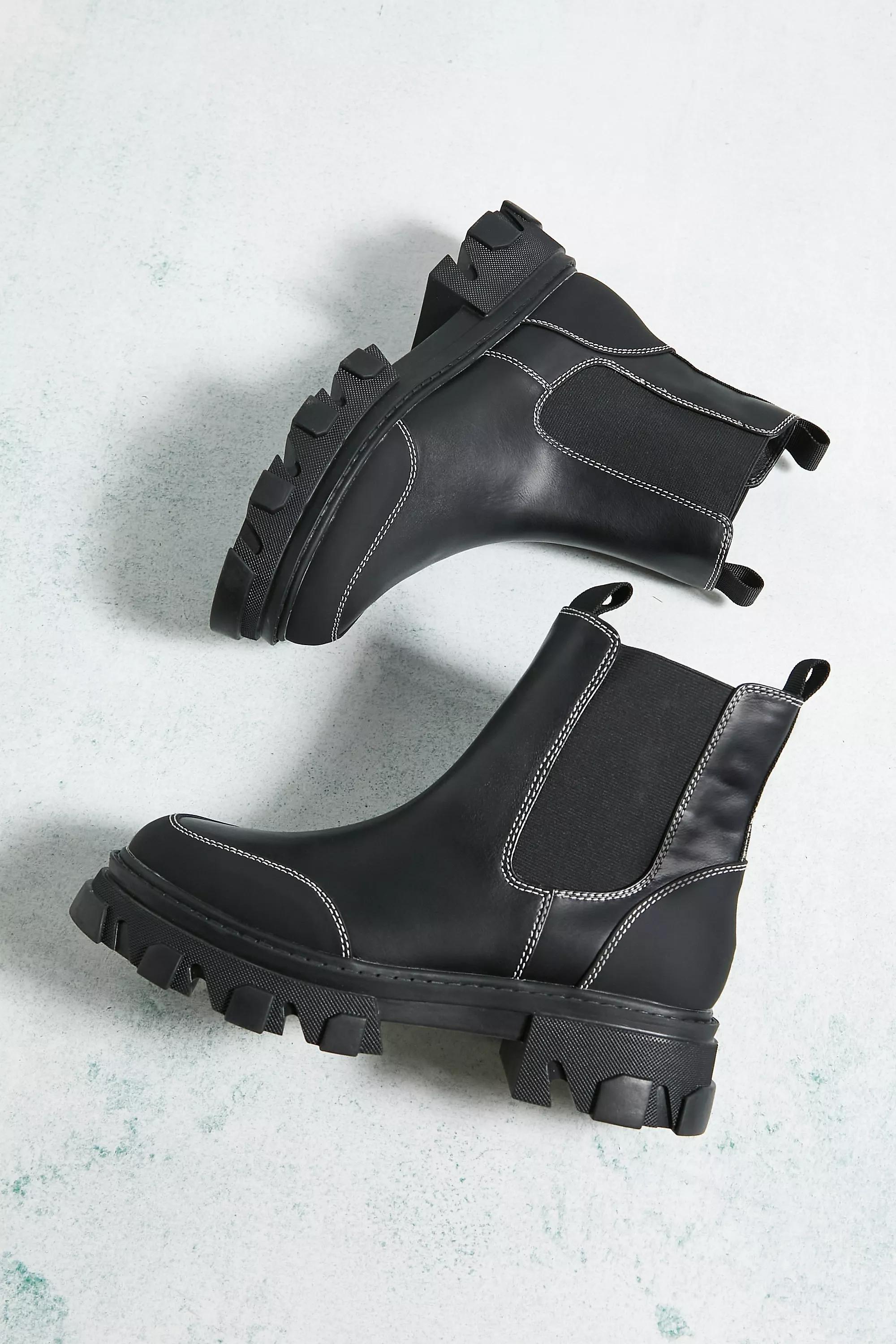 Urban Outfitters Black Connie Contrast Stitch Chelsea Boots