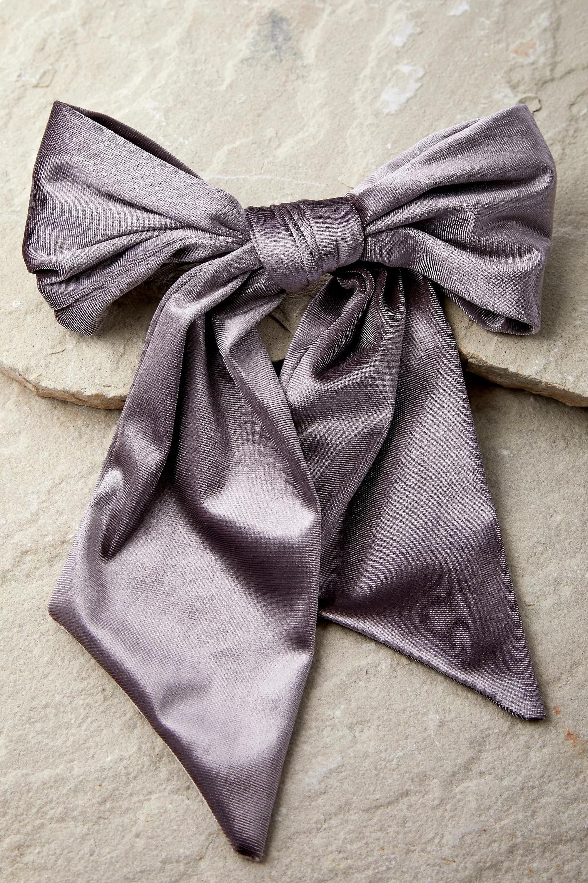 Purple Oversized Velvet Bow Hair Clip, , large image number 0