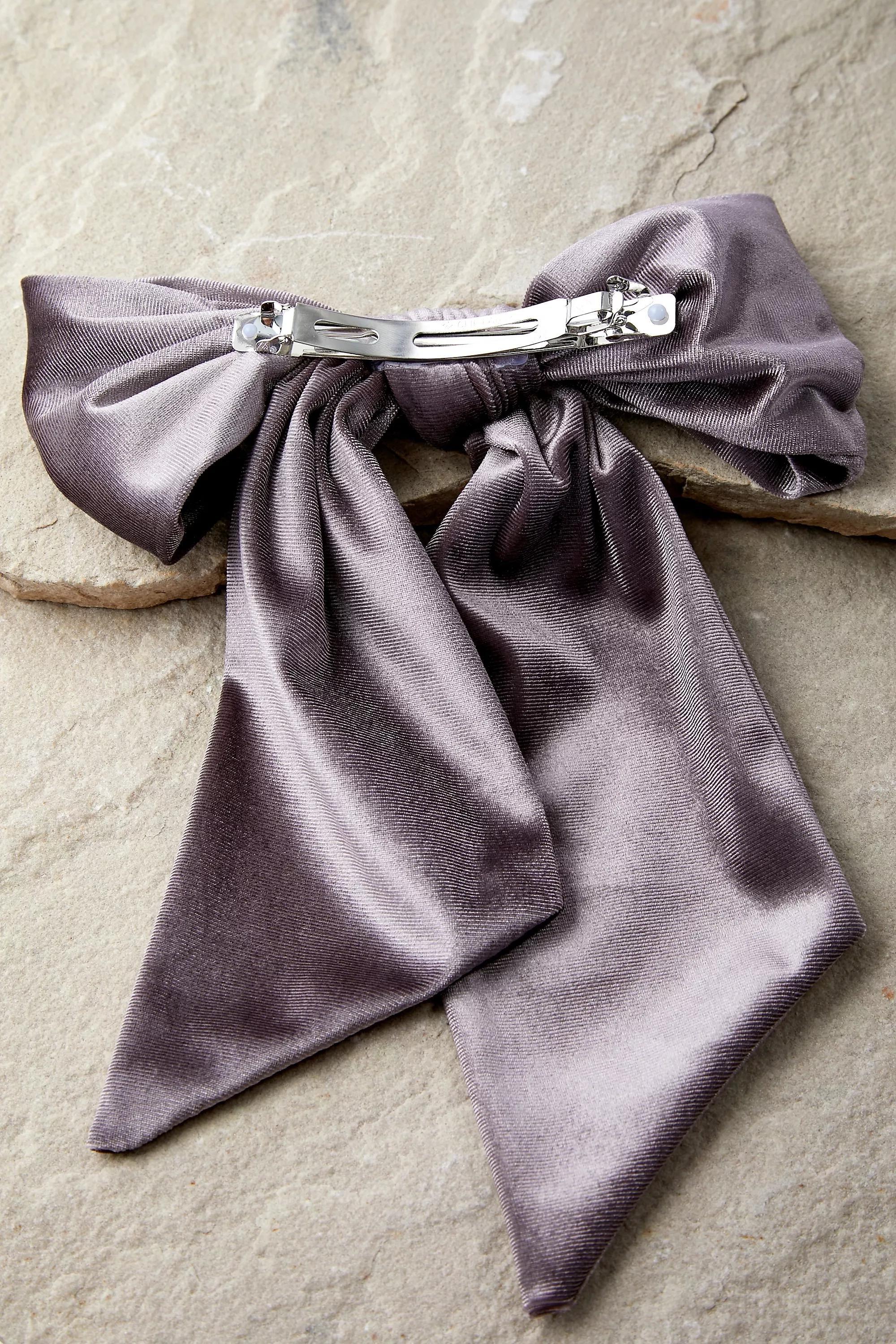 Purple Oversized Velvet Bow Hair Clip, , large image number 2