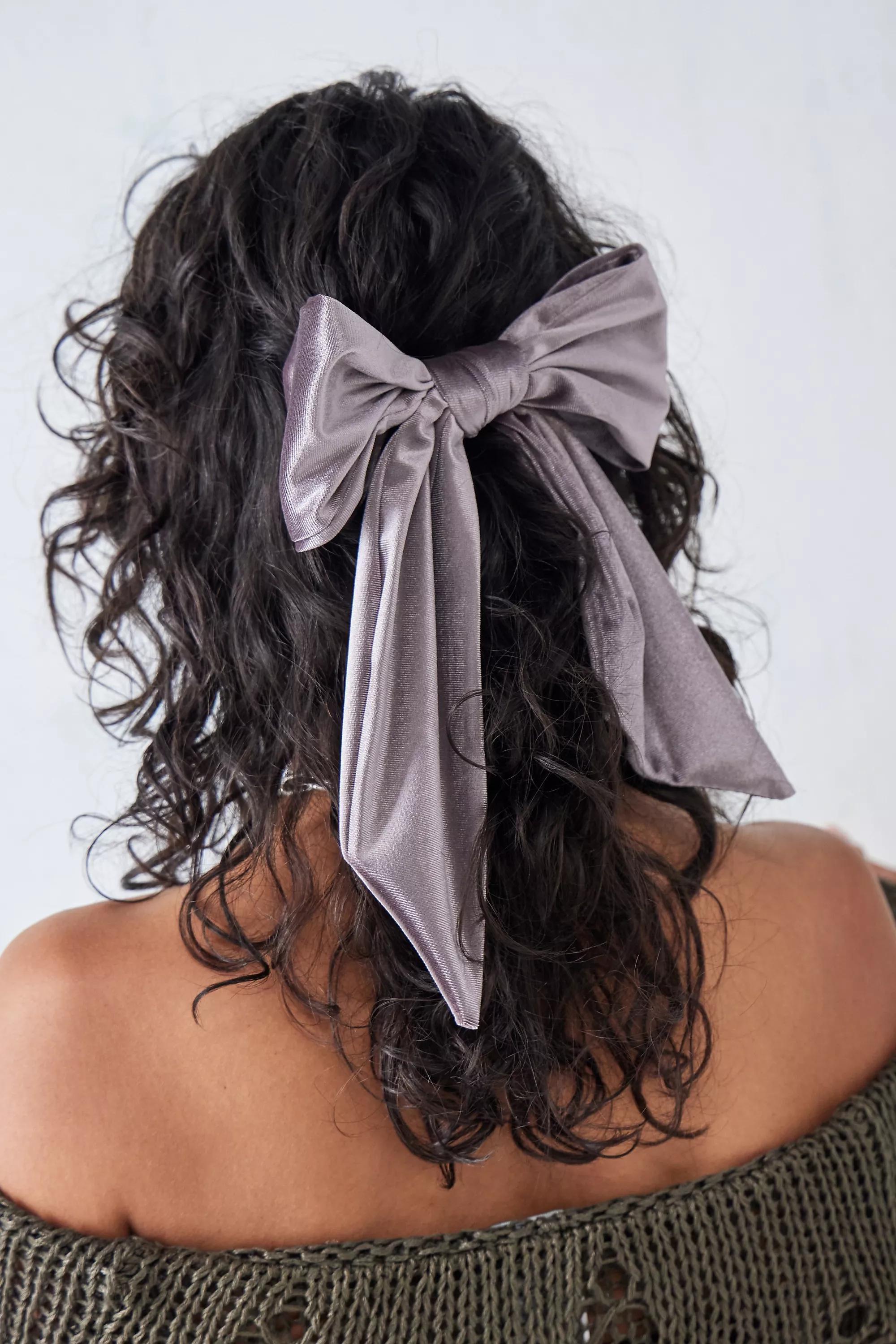 Purple Oversized Velvet Bow Hair Clip, , large image number 3
