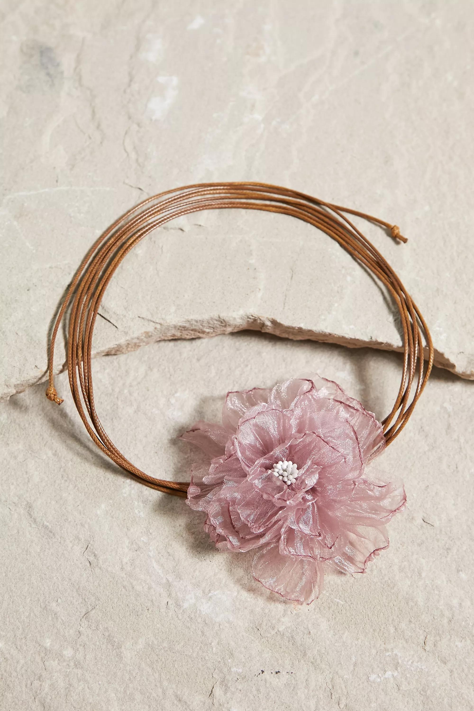 Pink Organza Flower Choker, , large image number 1