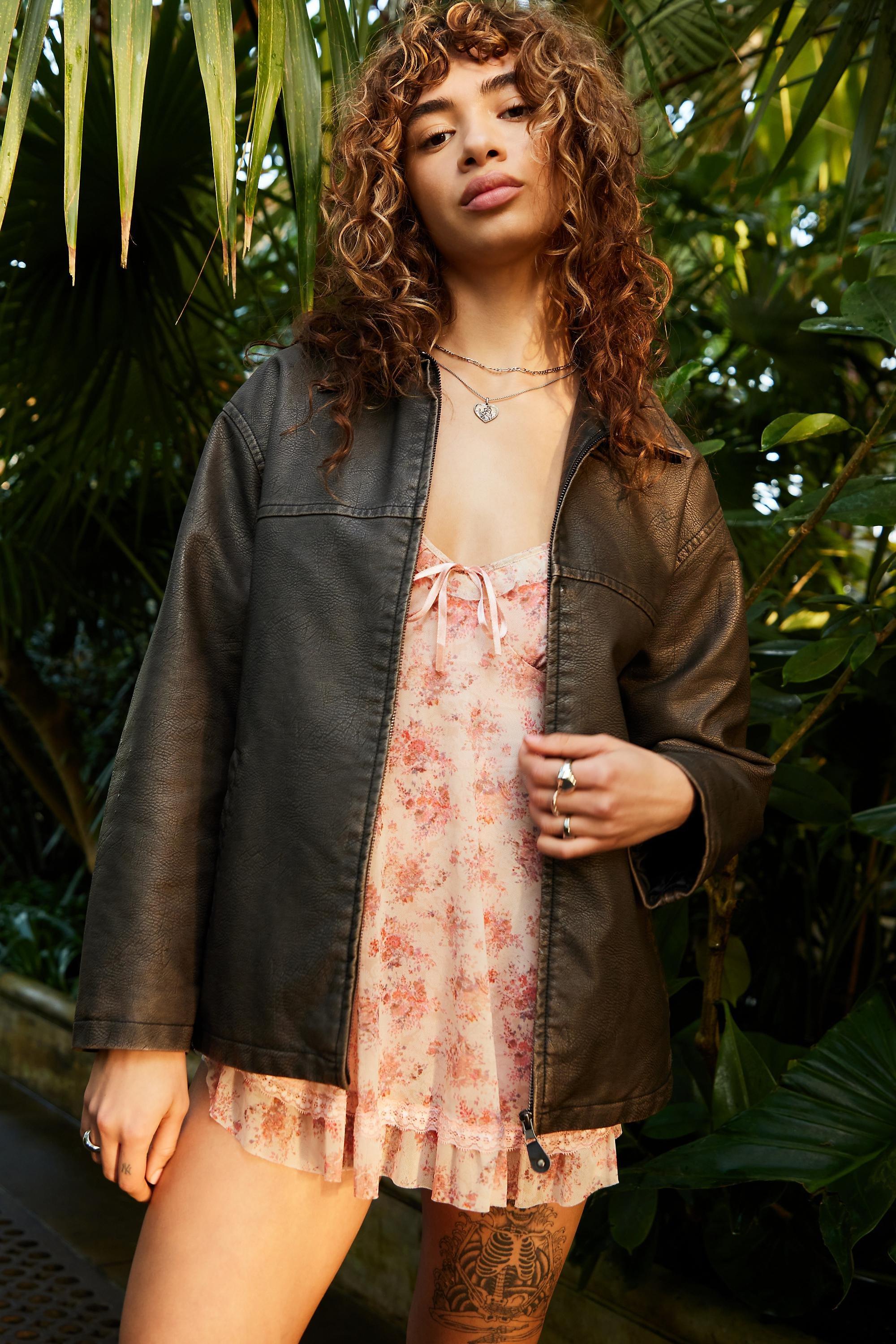 Brown Faux Leather Workwear Jacket, , large image number 0