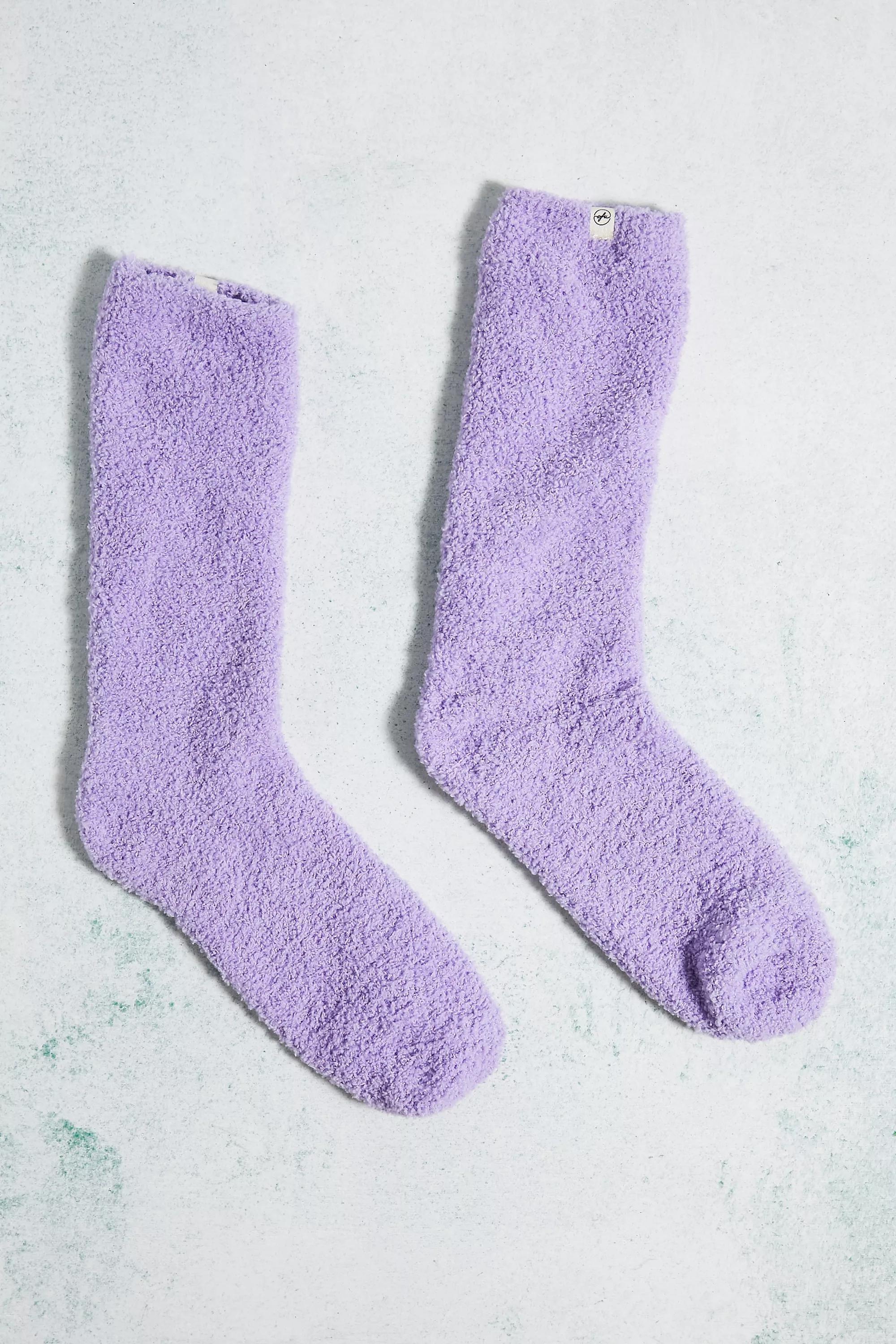 Purple Out From Under Plain Colour Cosy Knit Socks, , large image number 1