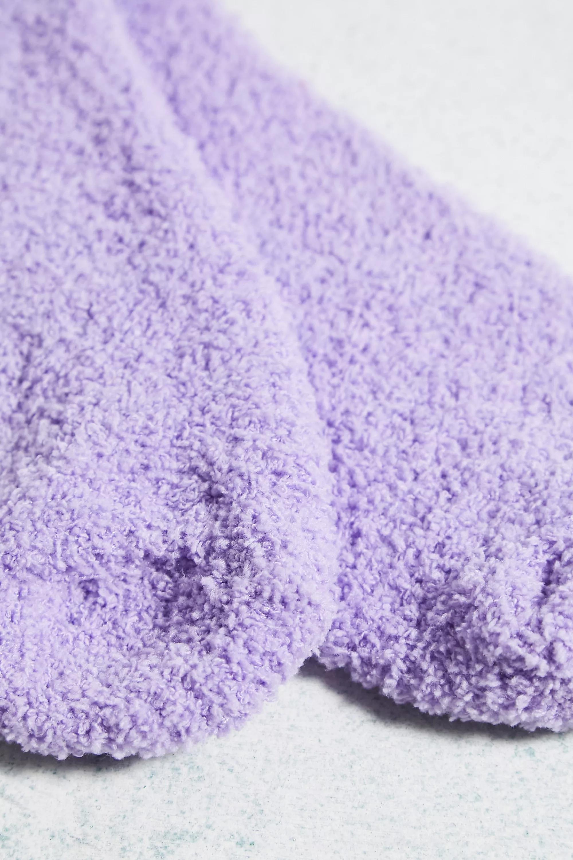 Purple Out From Under Plain Colour Cosy Knit Socks, , large image number 2