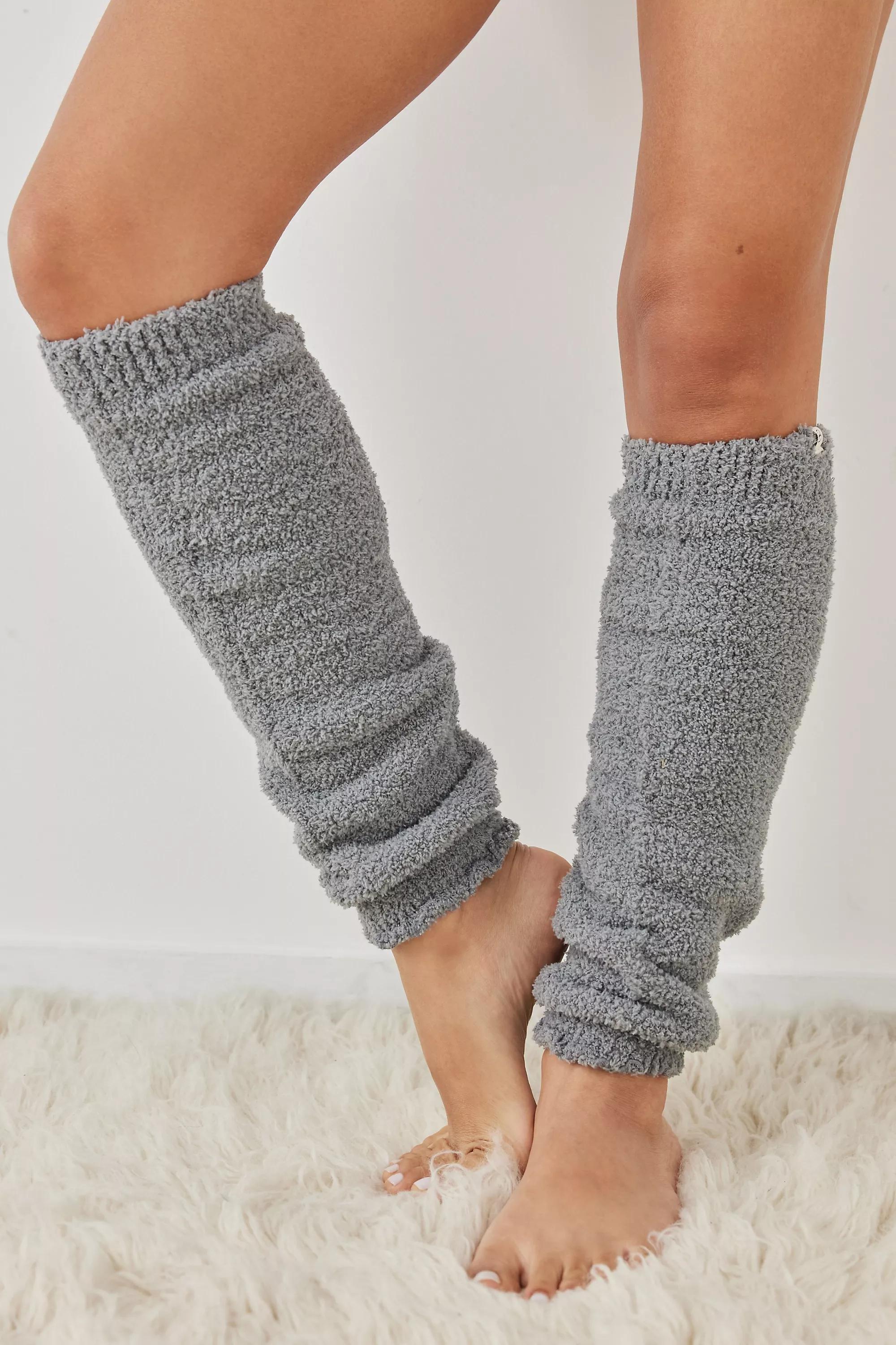Grey Fluffy Knit Leg Warmers, , large image number 0