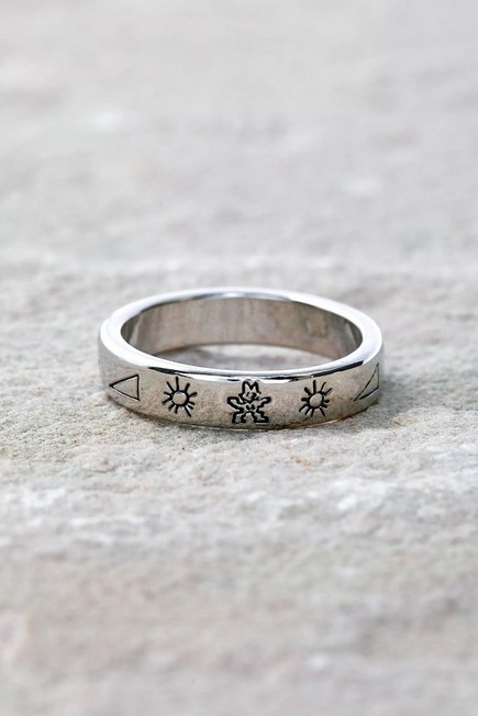 Urban Outfitters - Silver Nomad Embossed Logo Ring