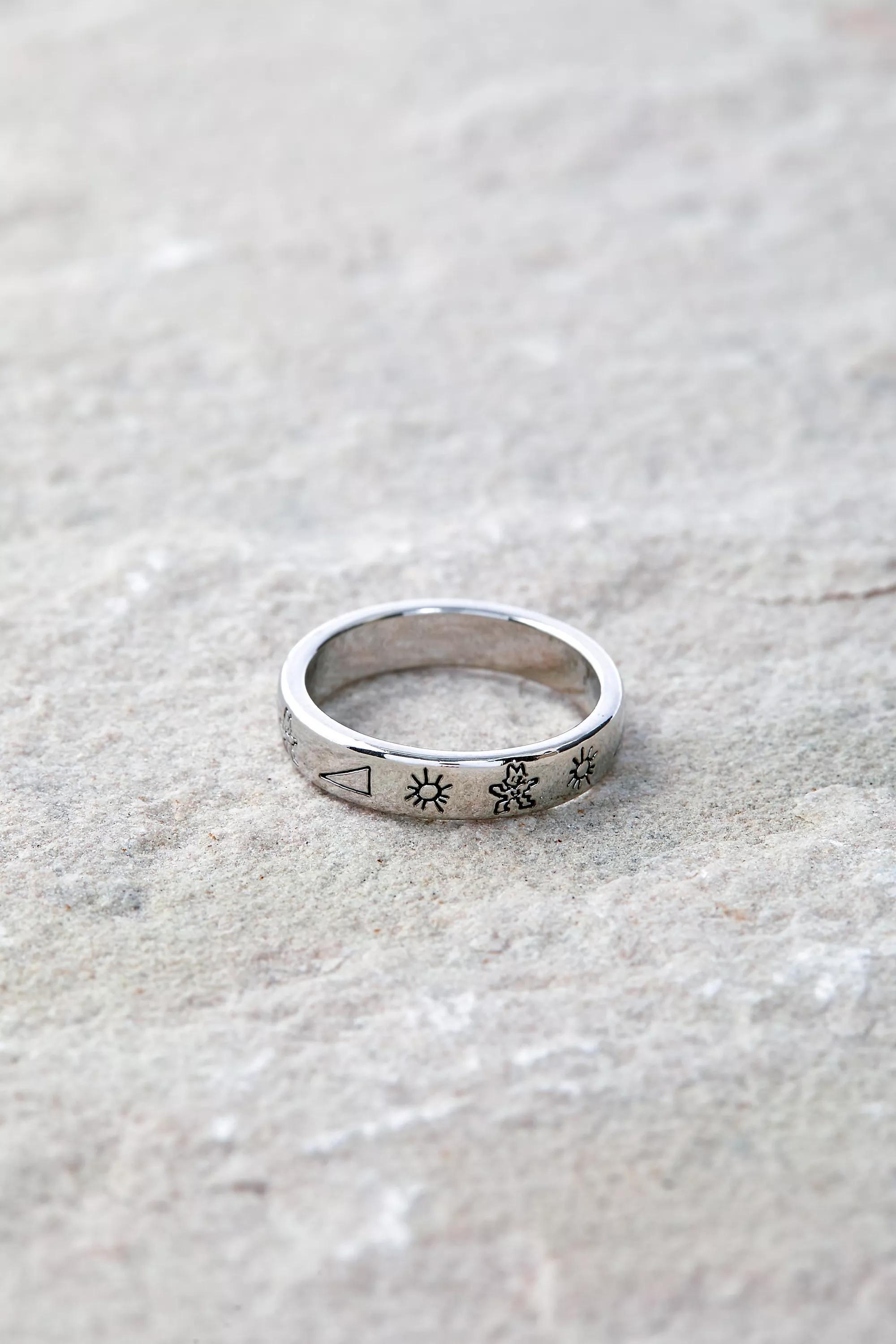 Urban Outfitters - Silver Nomad Embossed Logo Ring