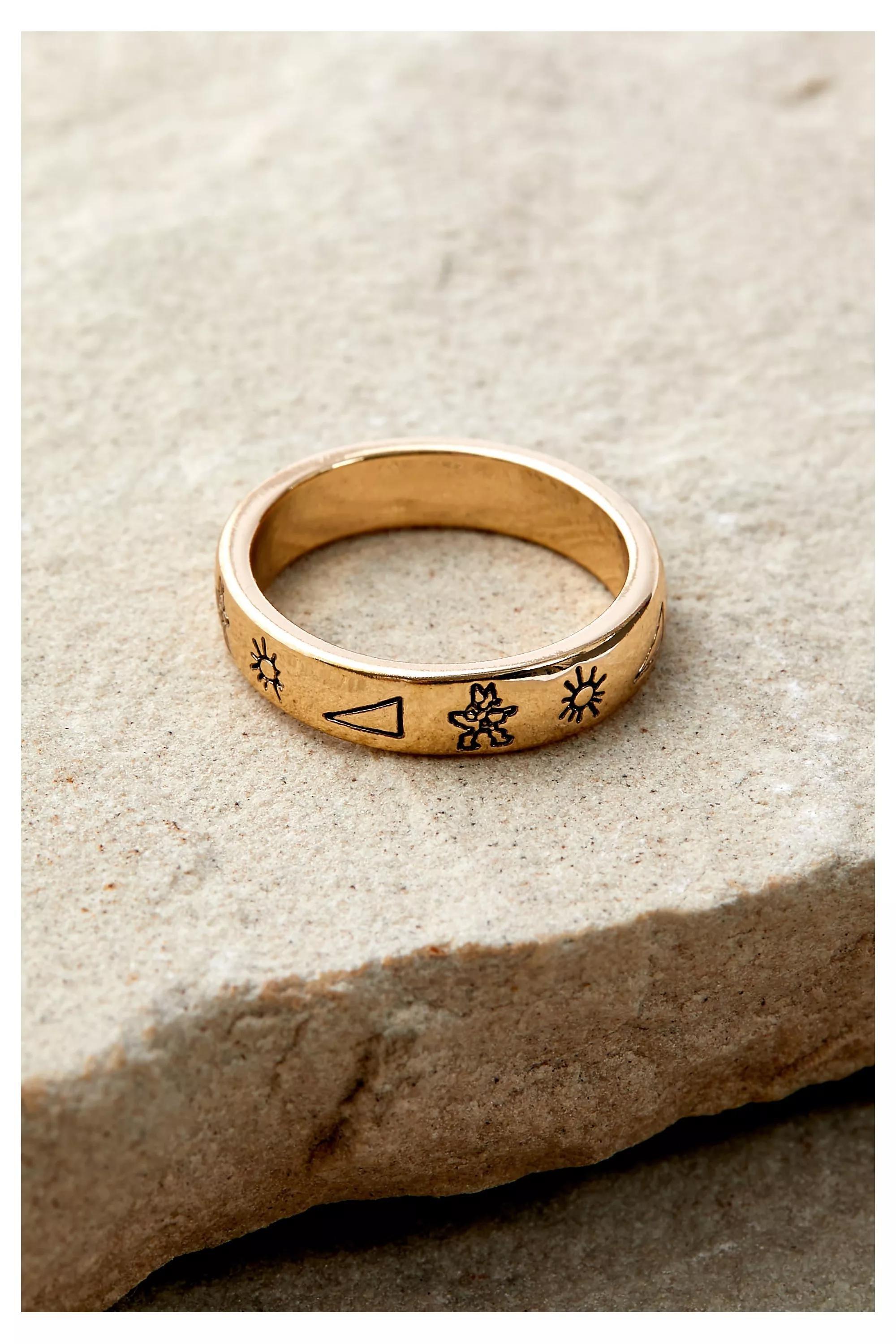 Urban Outfitters - Gold Nomad Embossed Logo Ring