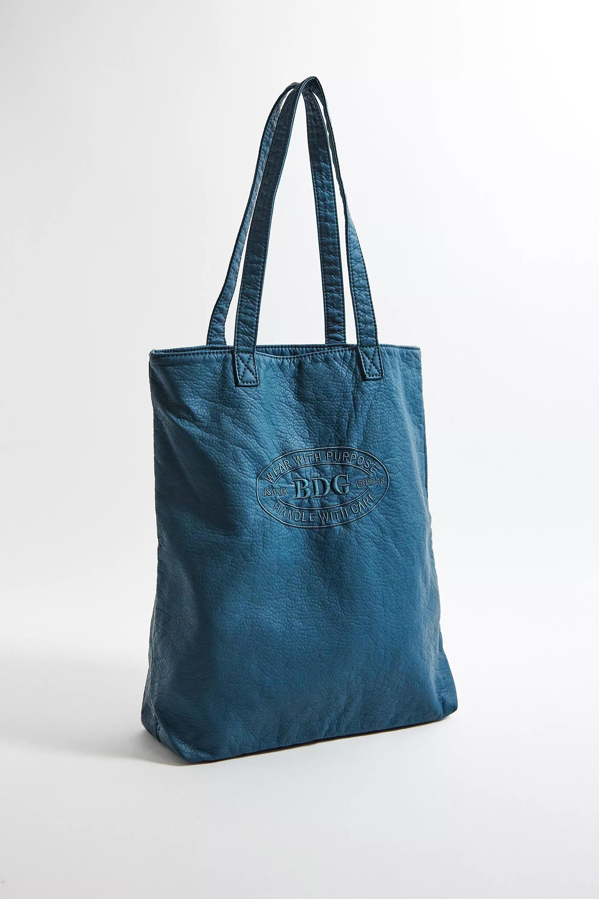 Black Bdg Washed Leather Tote Bag, TURQ D, large image number 1
