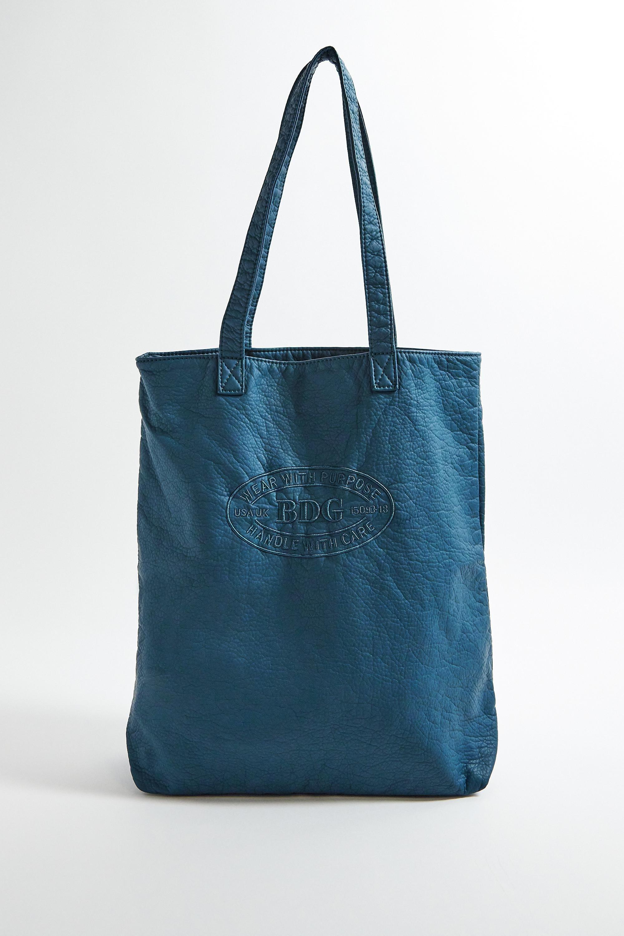 Black Bdg Washed Leather Tote Bag, TURQ D, large image number 2