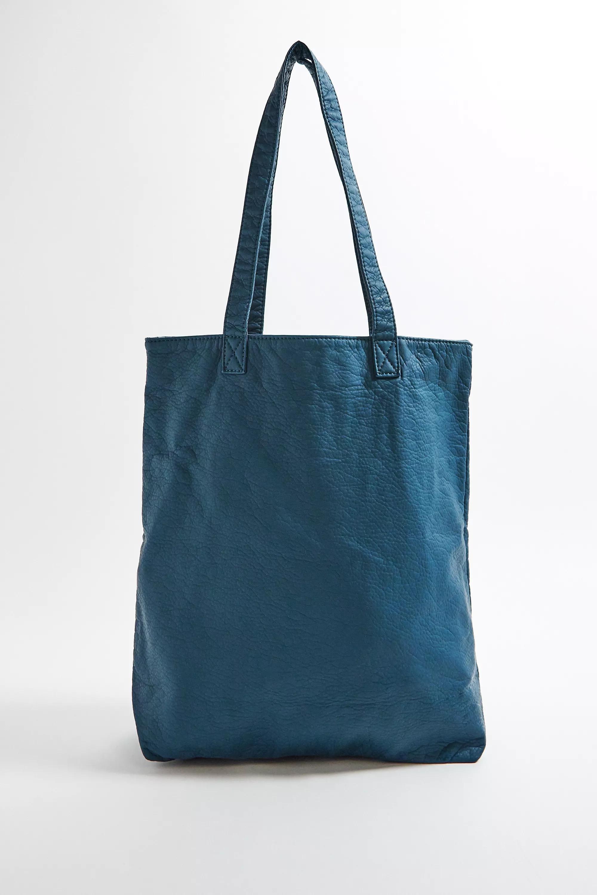 Black Bdg Washed Leather Tote Bag, TURQ D, large image number 3