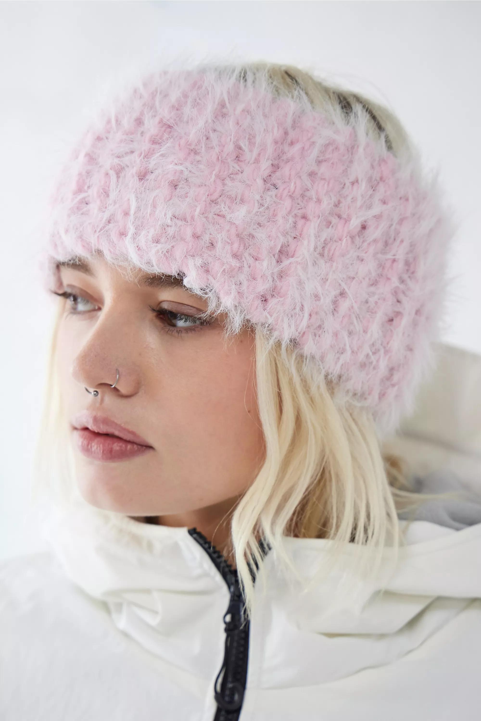 Pink Uo Fluffy Knit Headband, , large image number 0