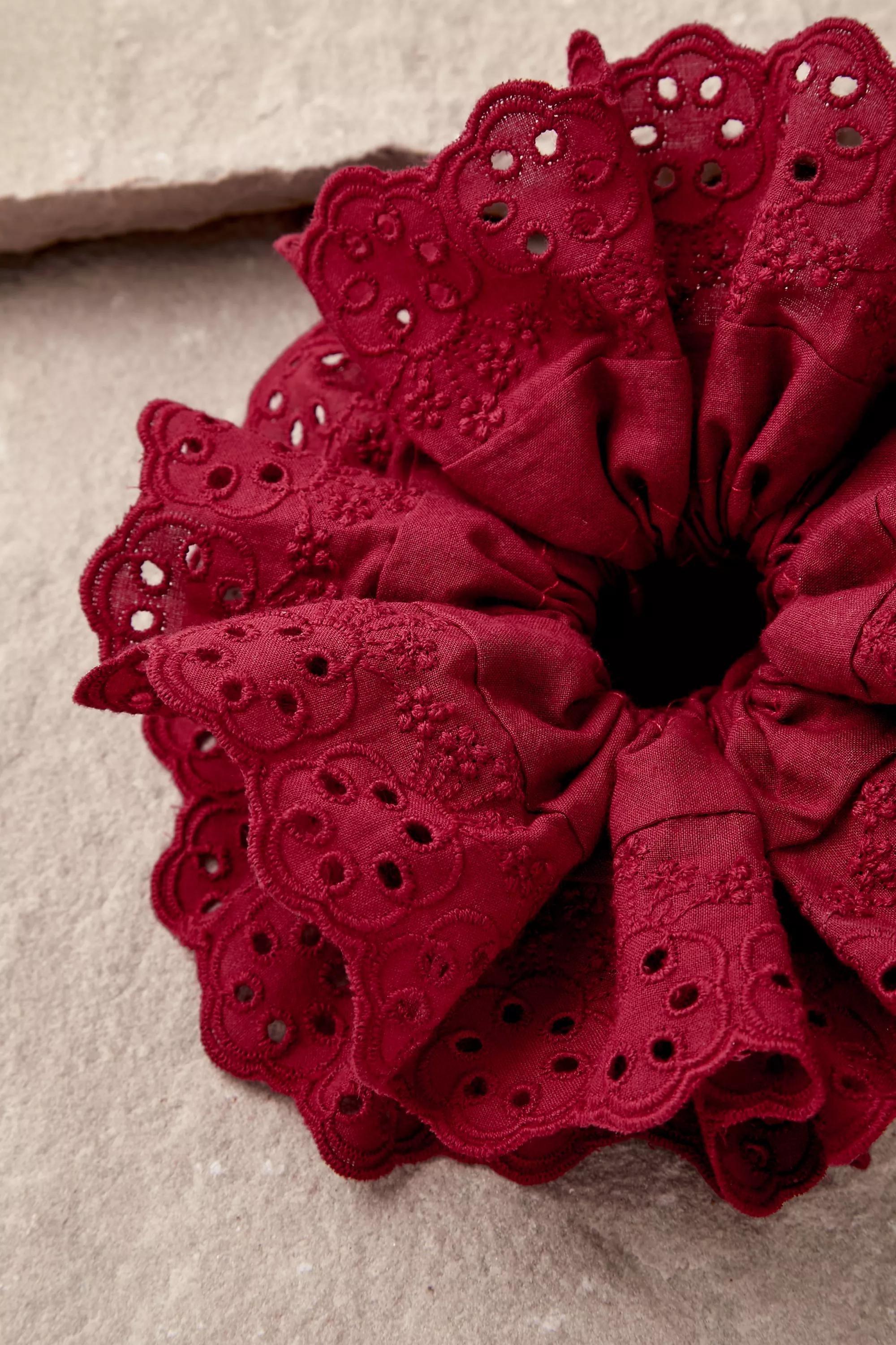 Urban Outfitters - Red Cotton Lace Scrunchie