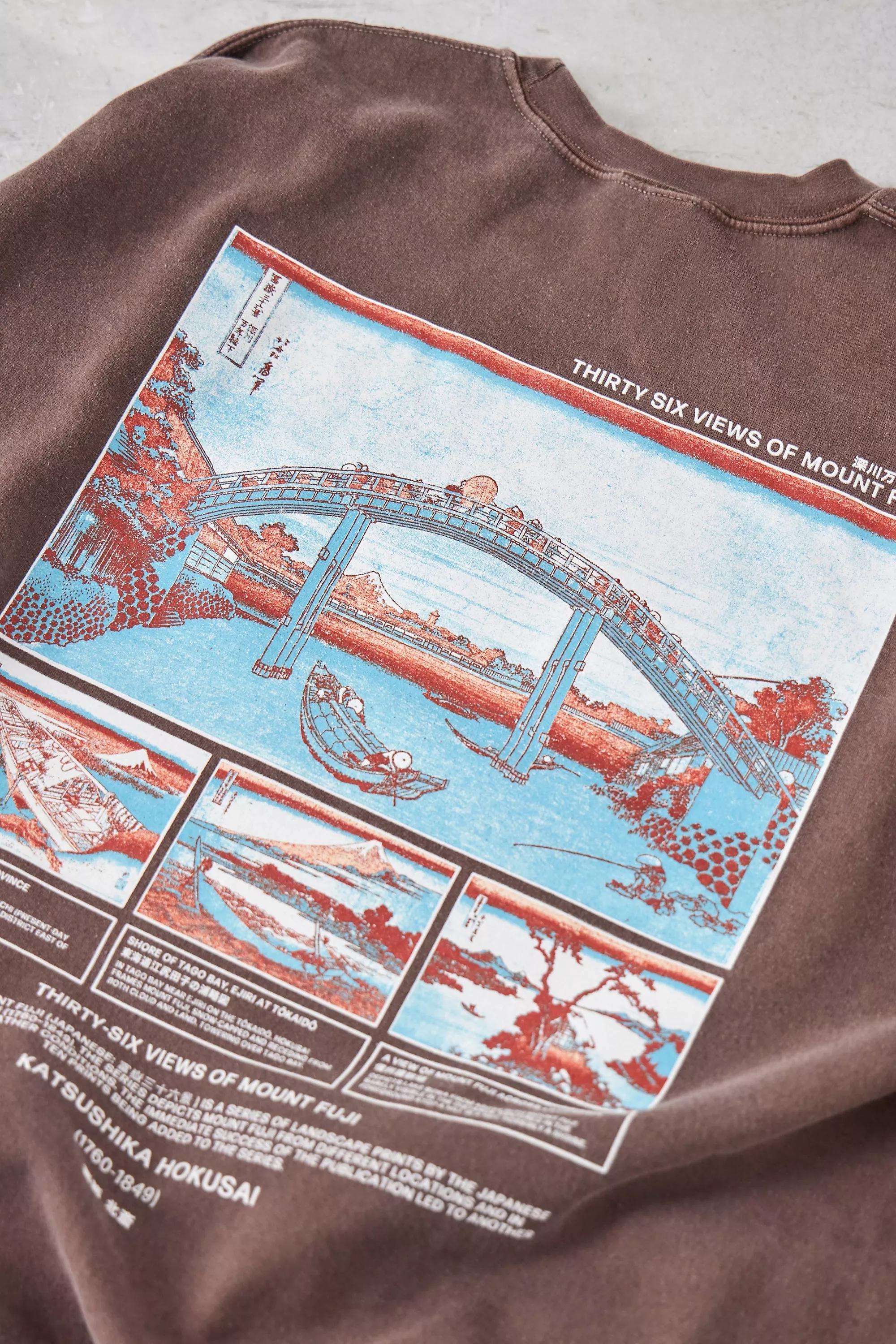 Urban Outfitters - Bronze Rust Hokusai Poster Sweatshirt