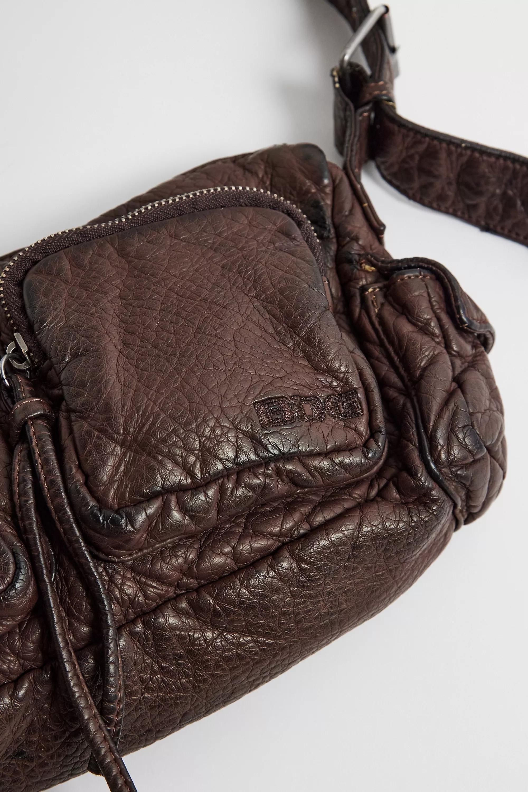 Brown Faux Leather Pocket Bag, BRN, large image number 3