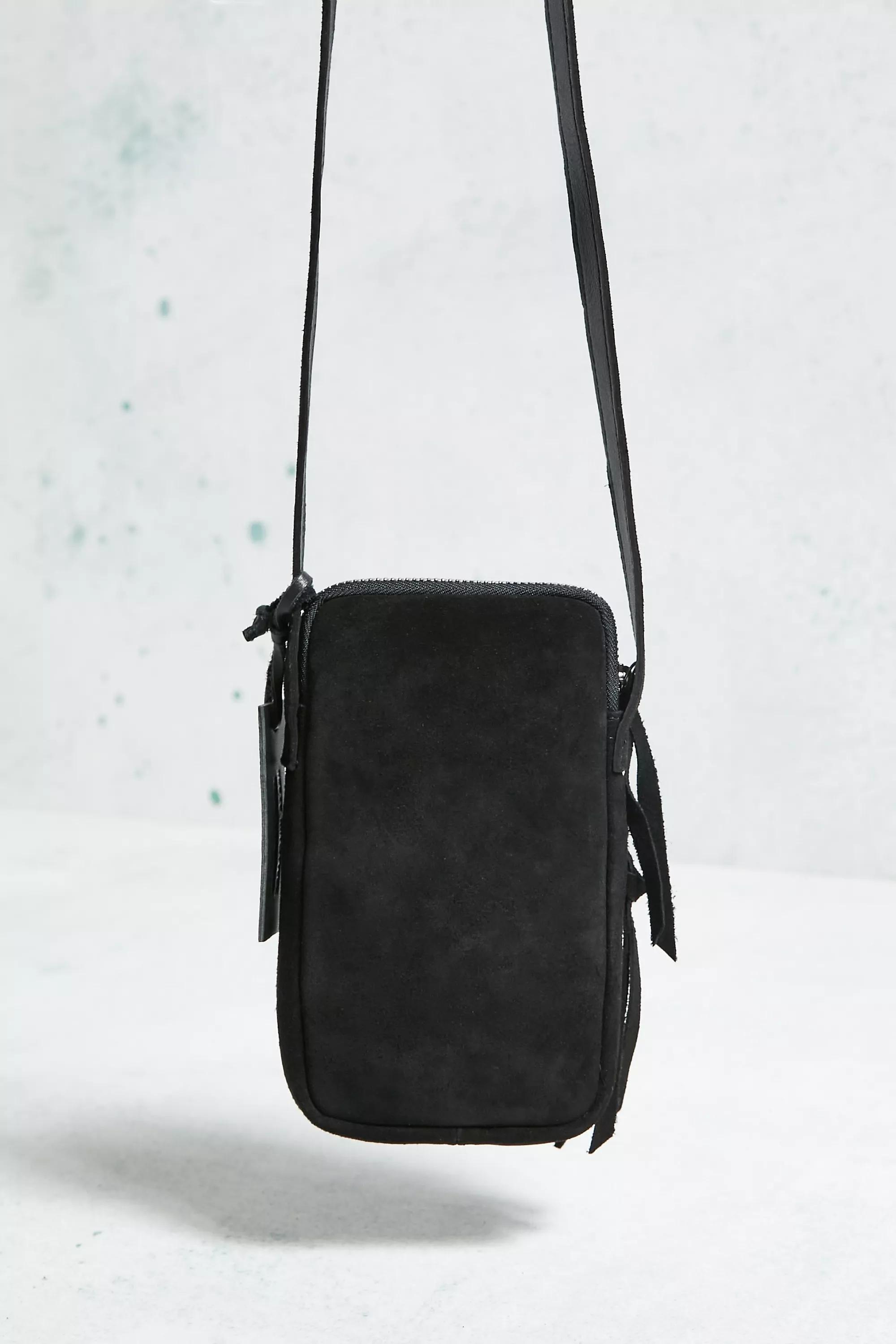 Black Suede Crossbody Phone Pouch, , large image number 3