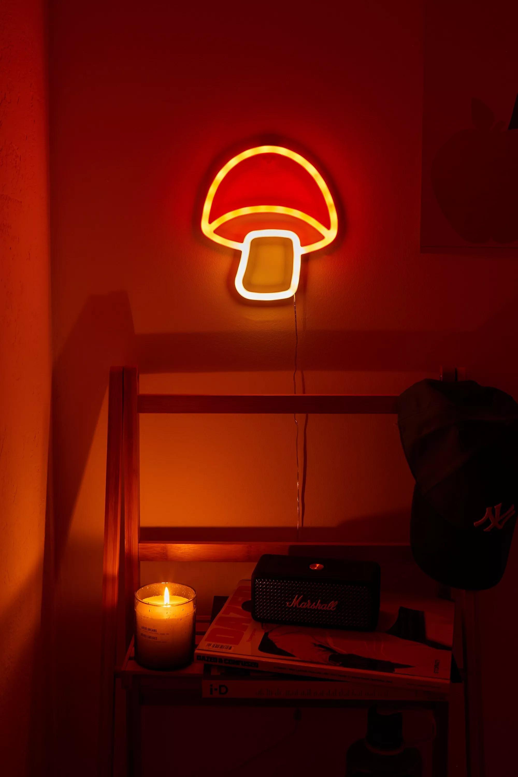 Urban Outfitters - Red Mushroom Neon Wall Light