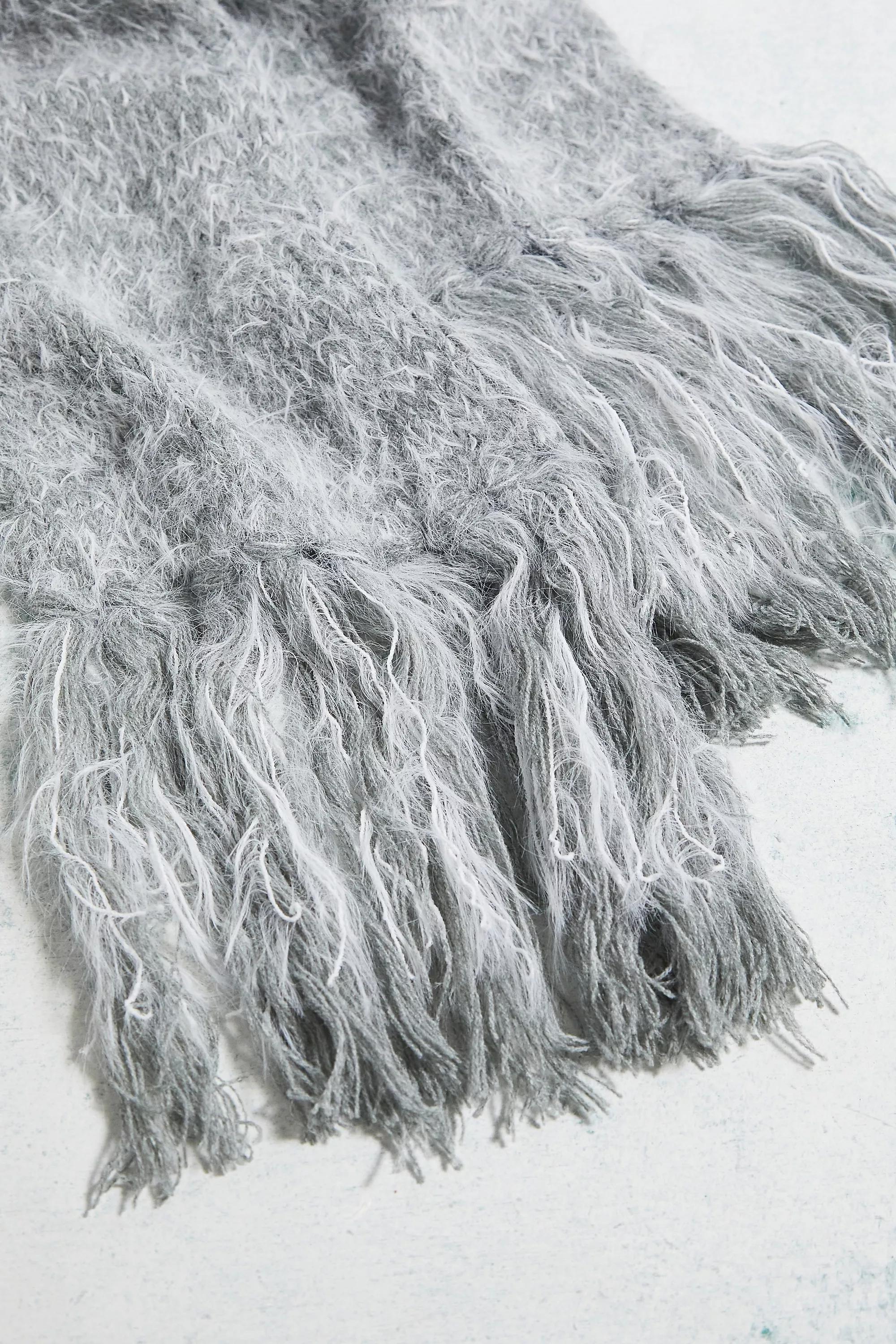 Grey Fluffy Knit Scarf, , large image number 3