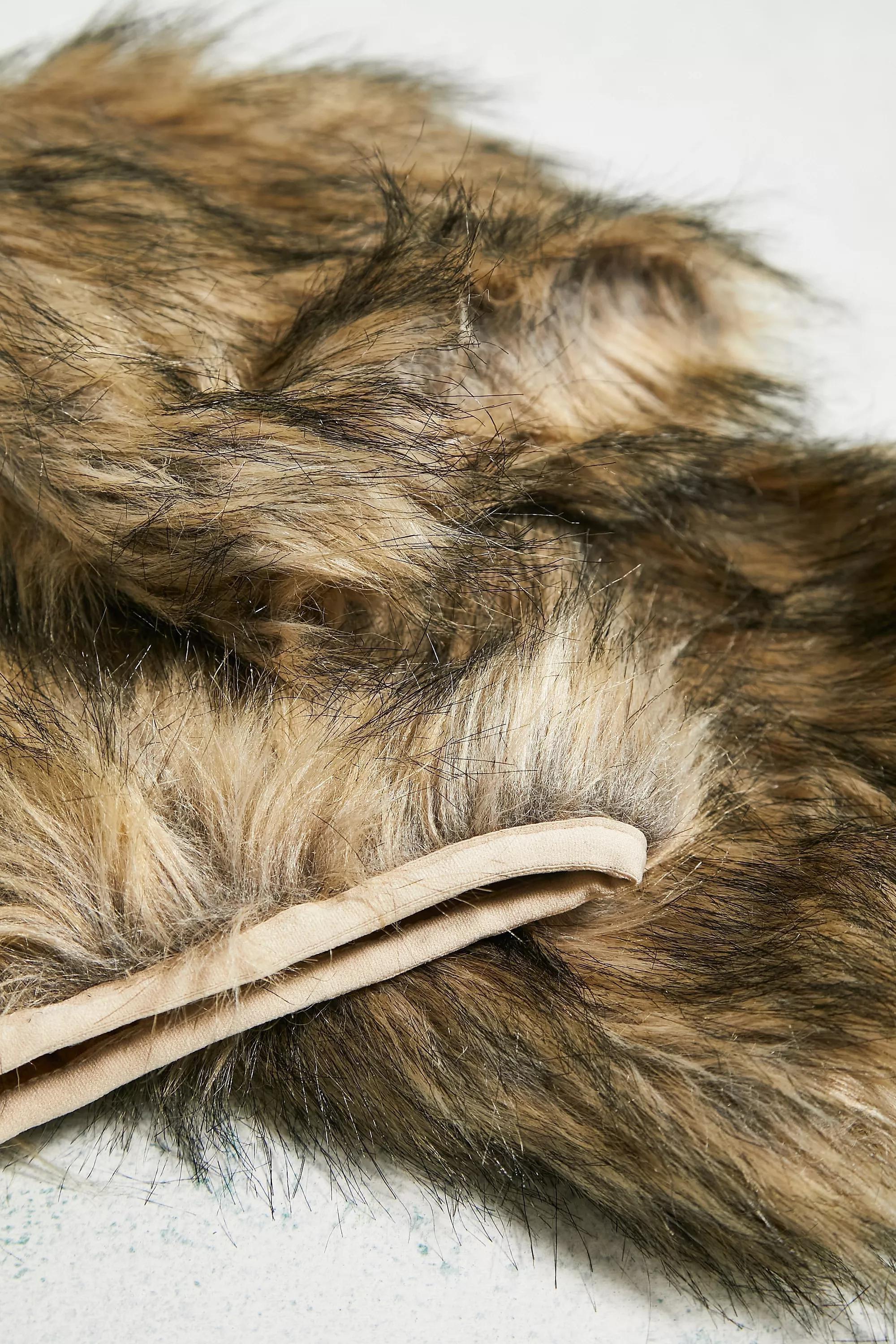 Brown Long Faux Fur Leg Warmers, , large image number 3