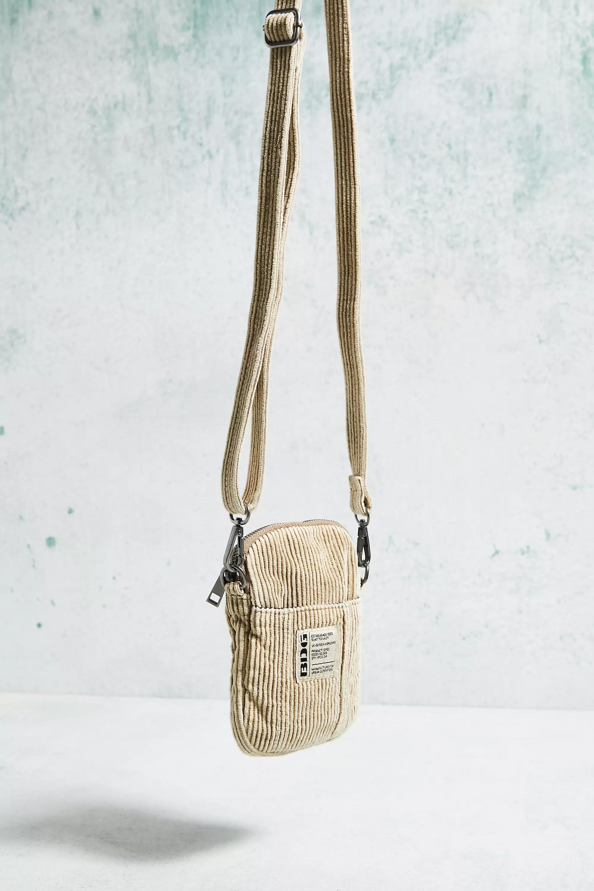 Beige Bdg Corduroy Crossbody Phone Pouch, , large image number 1