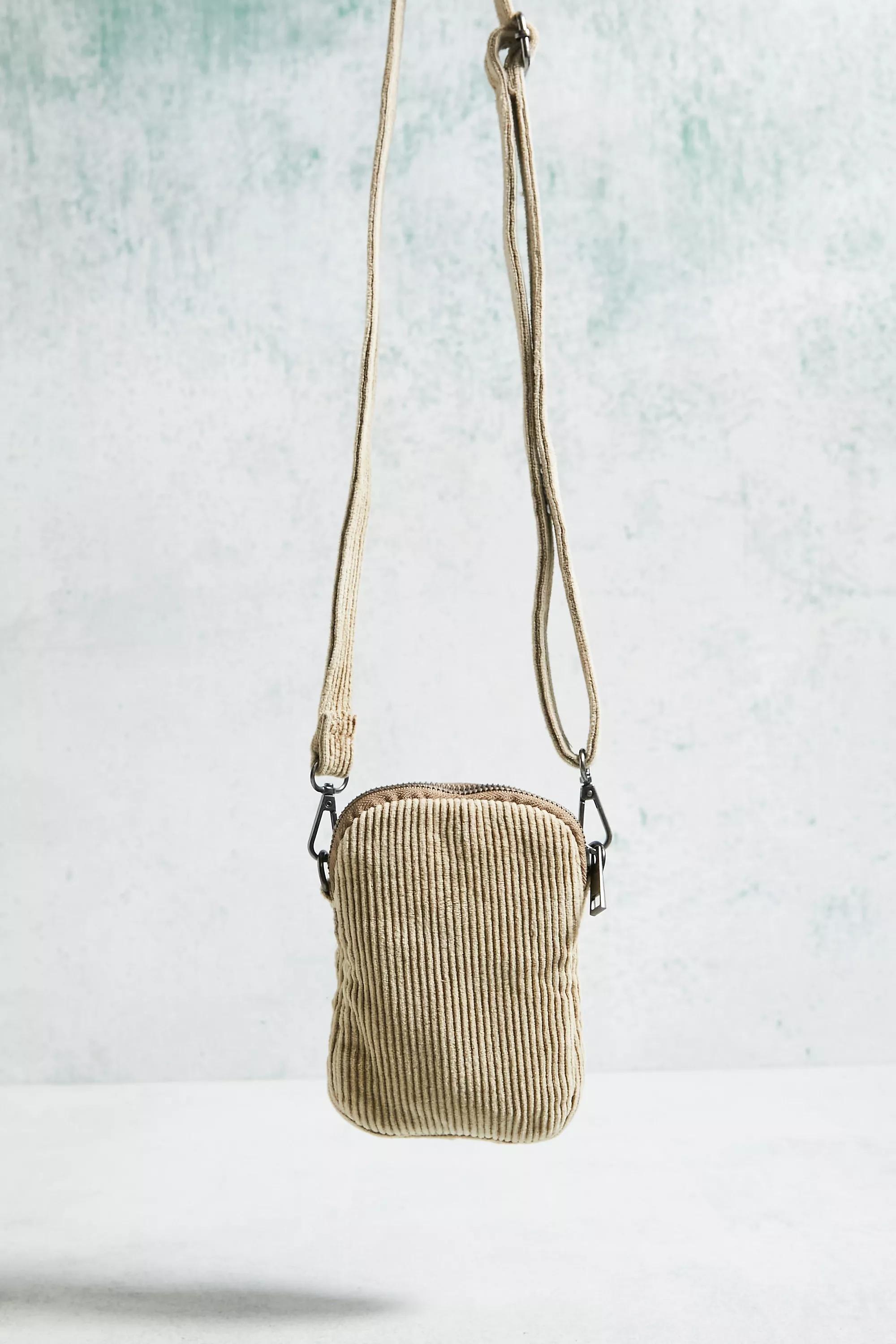 Beige Bdg Corduroy Crossbody Phone Pouch, , large image number 2