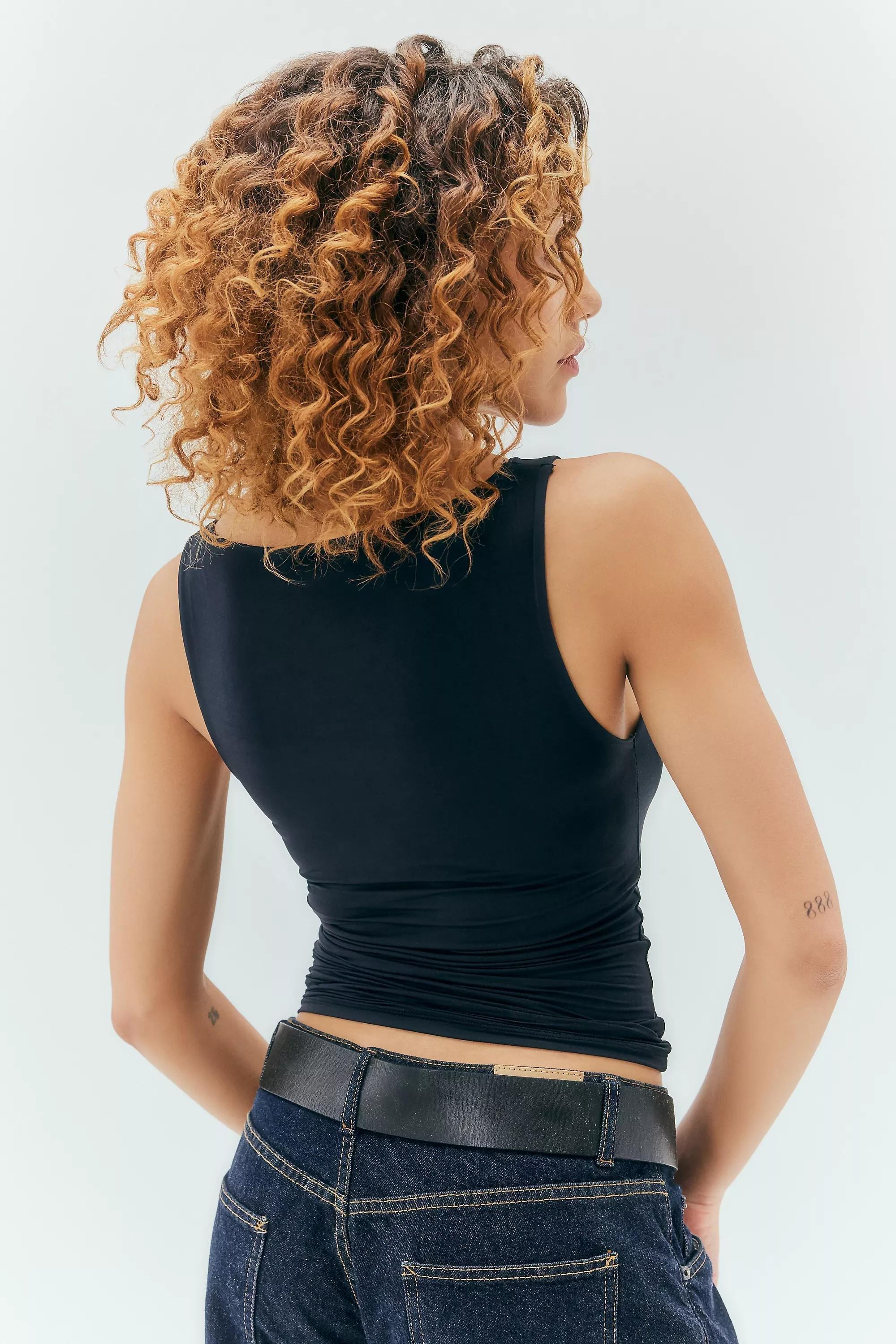 Black Slash Neck Tank Top, , large image number 4