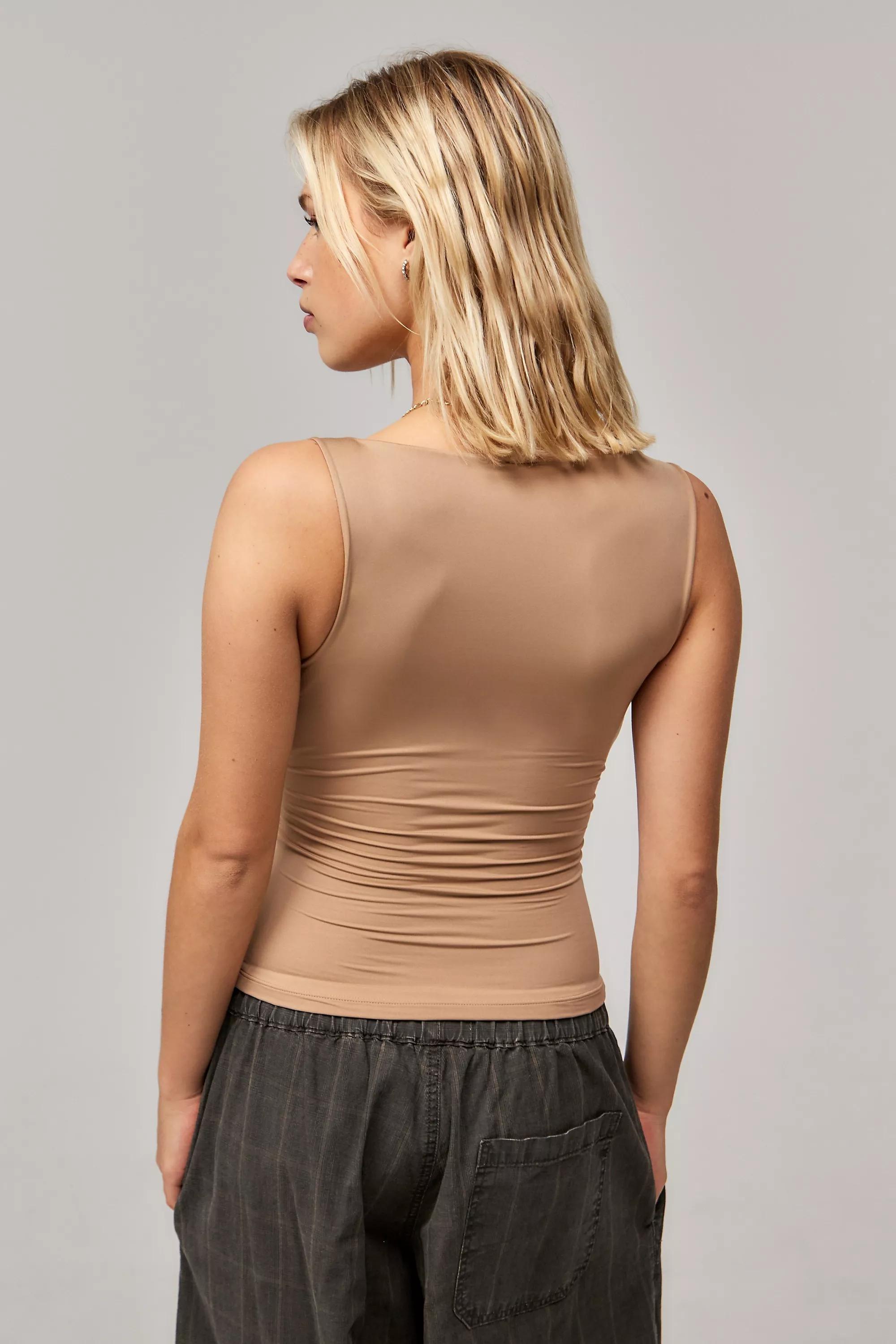 Beige Uo Lia Slinky Slash Neck Tank Top, , large image number 3