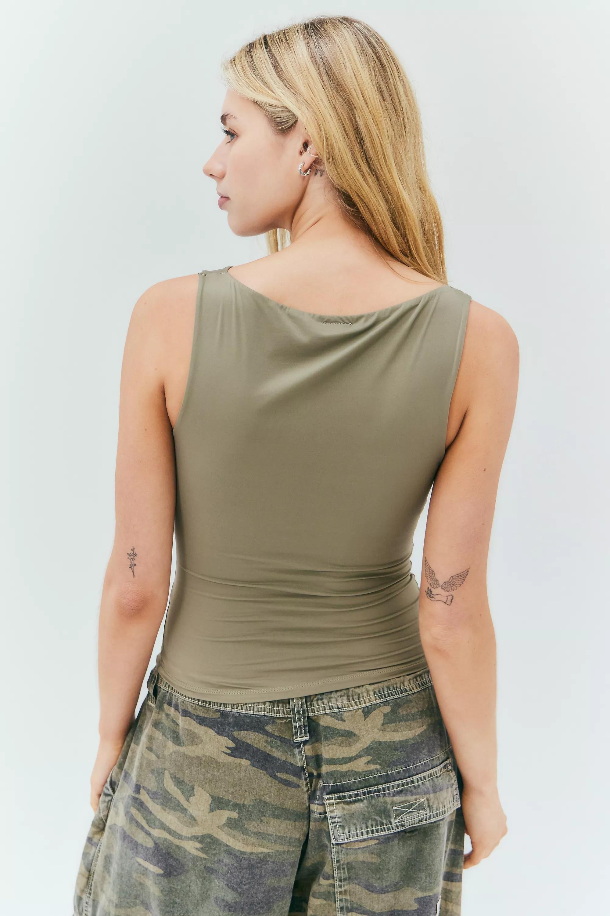 Green Lia Slinky Slash Neck Tank Top, , large image number 3
