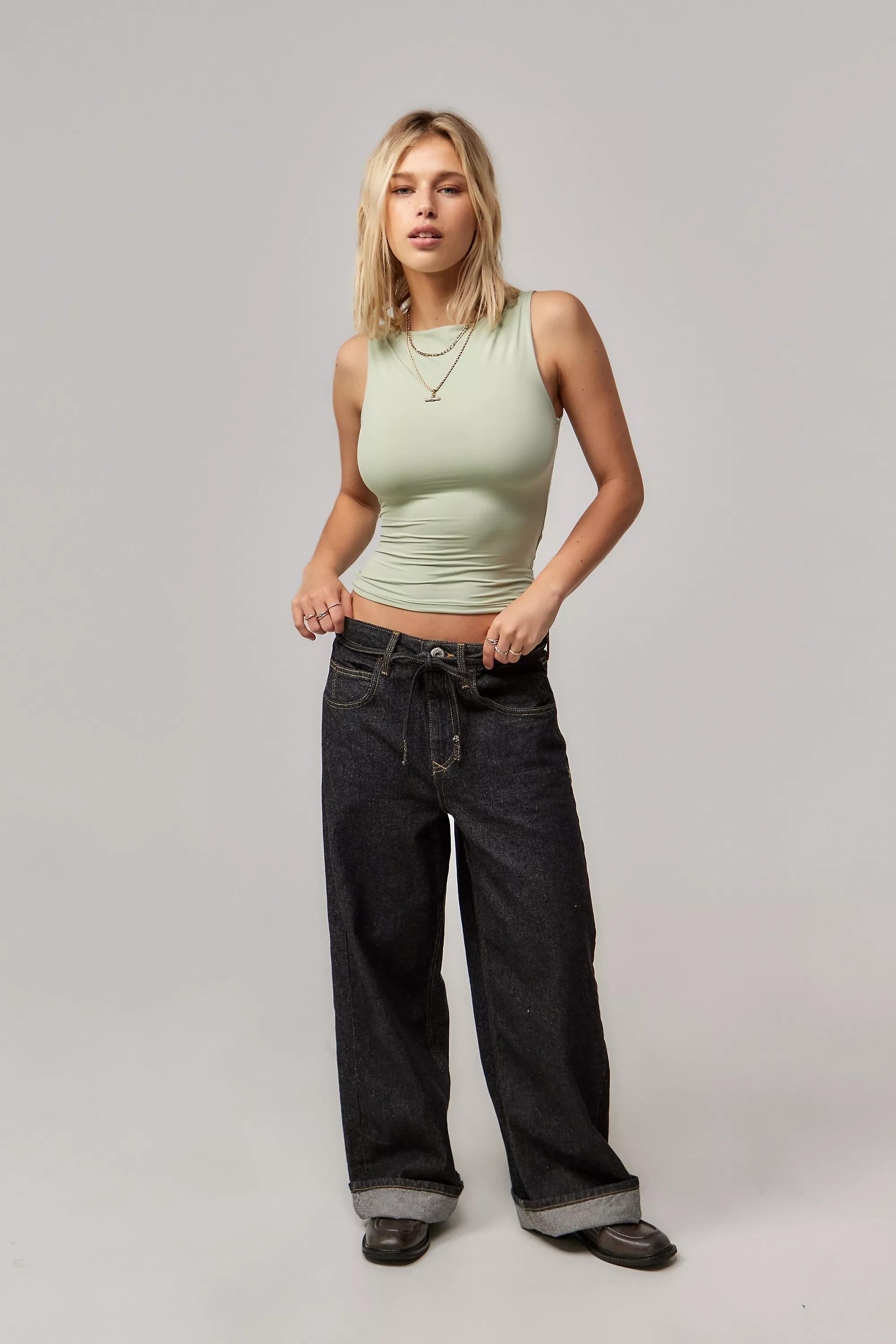 Green Uo Lia Slinky Slash Neck Tank Top, , large image number 1