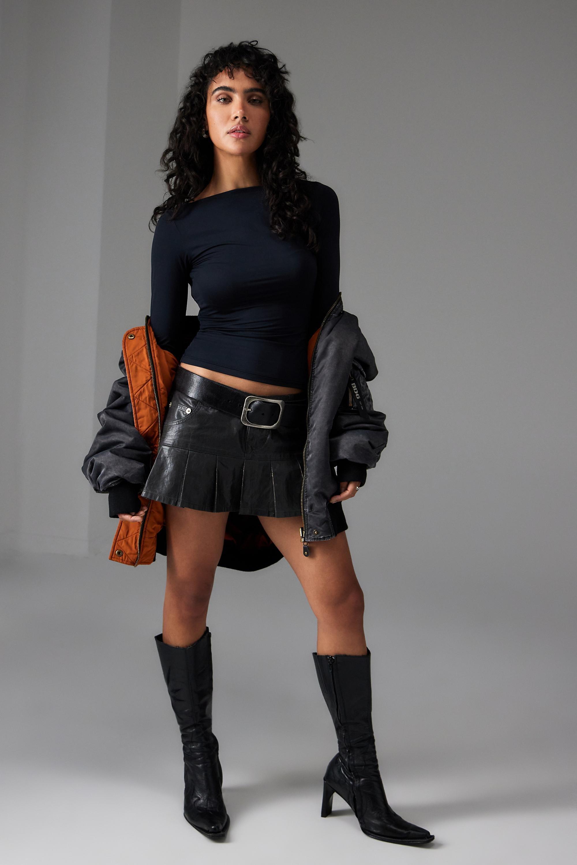 Black Mia Slinky Slash Neck Long Sleeve T-Shirt, , large image number 2