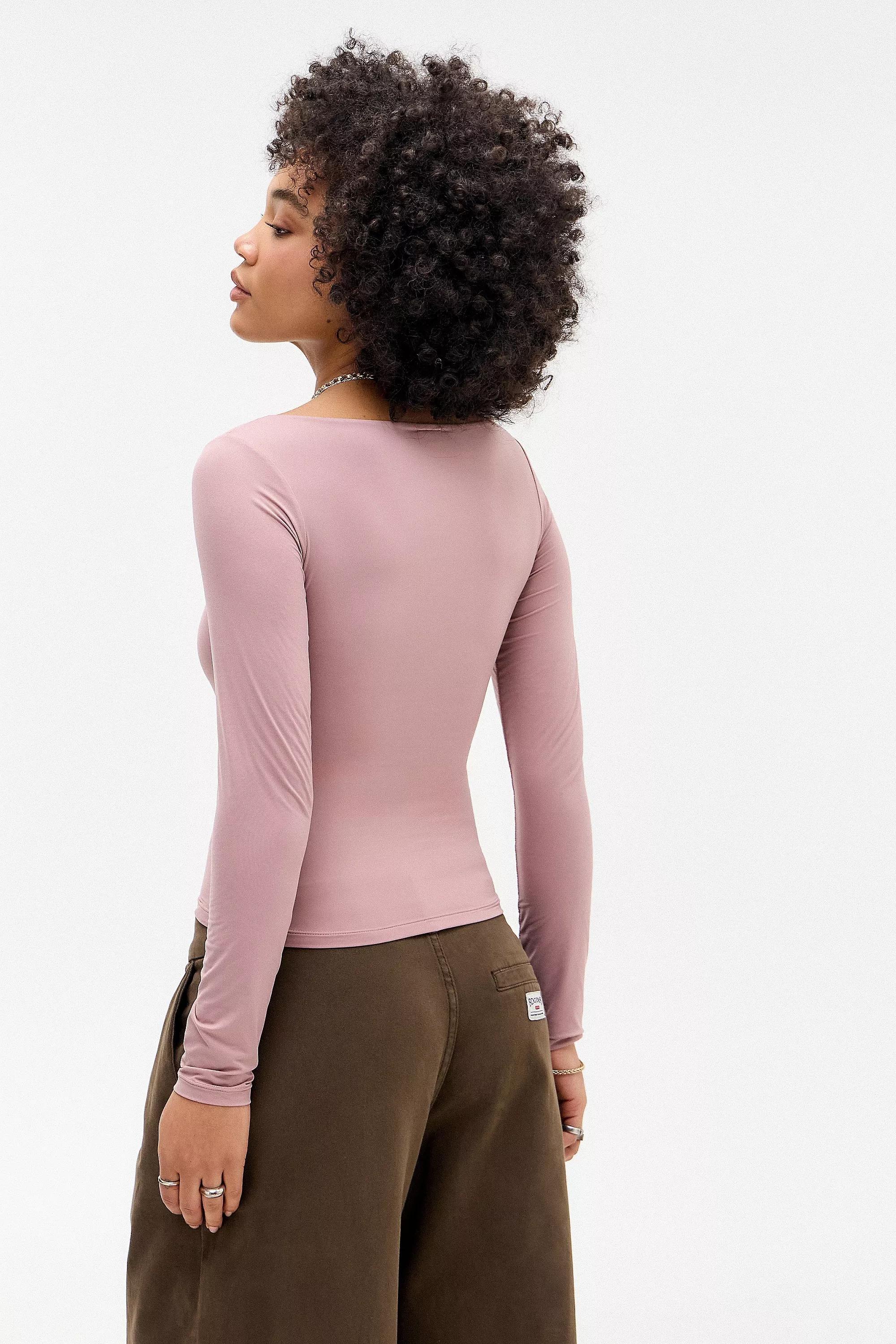 Pink Uo Slash Neck Long Sleeve T-Shirt, , large image number 4
