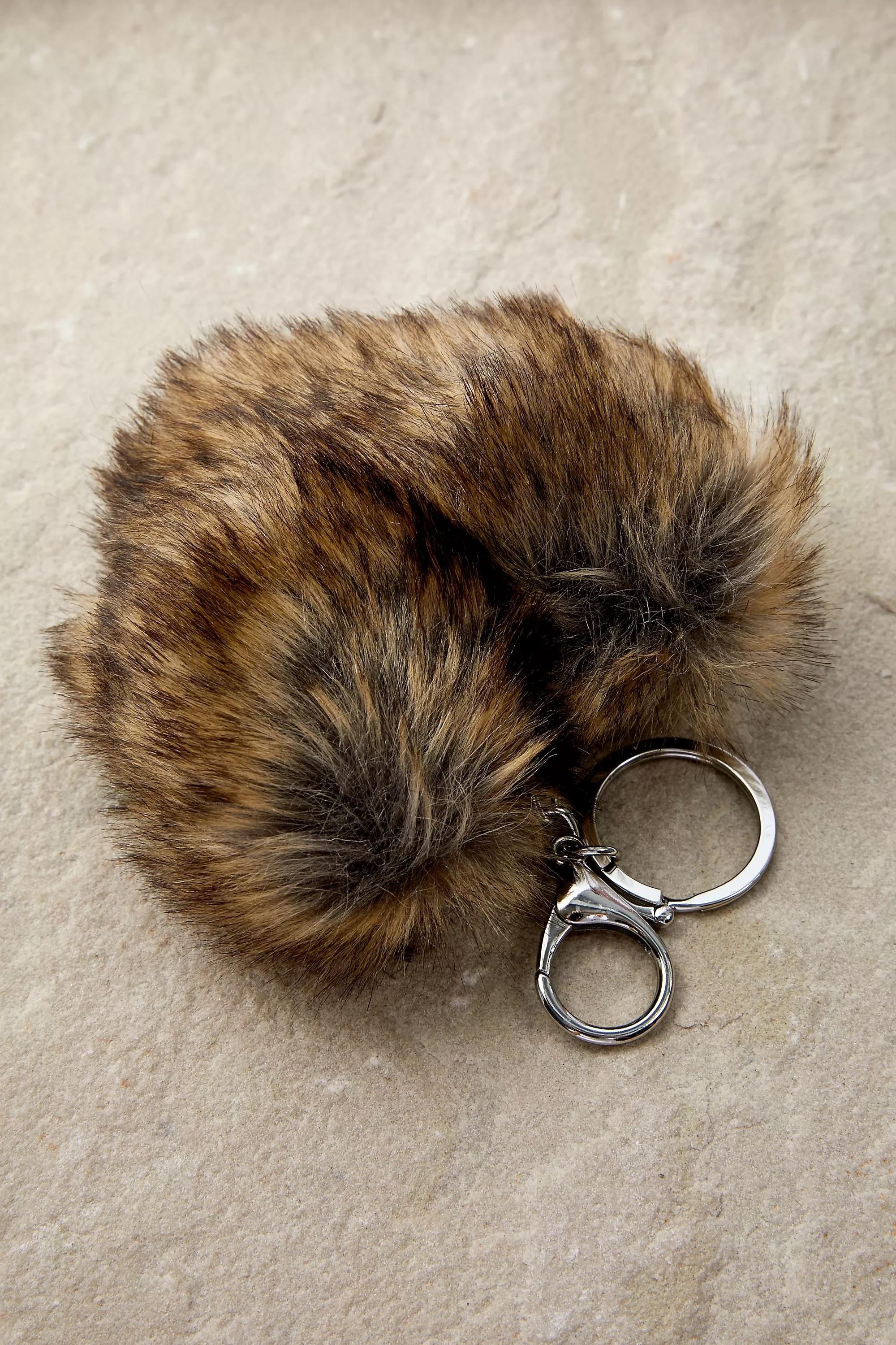 Brown Fluffy Heart Keyring, , large image number 1