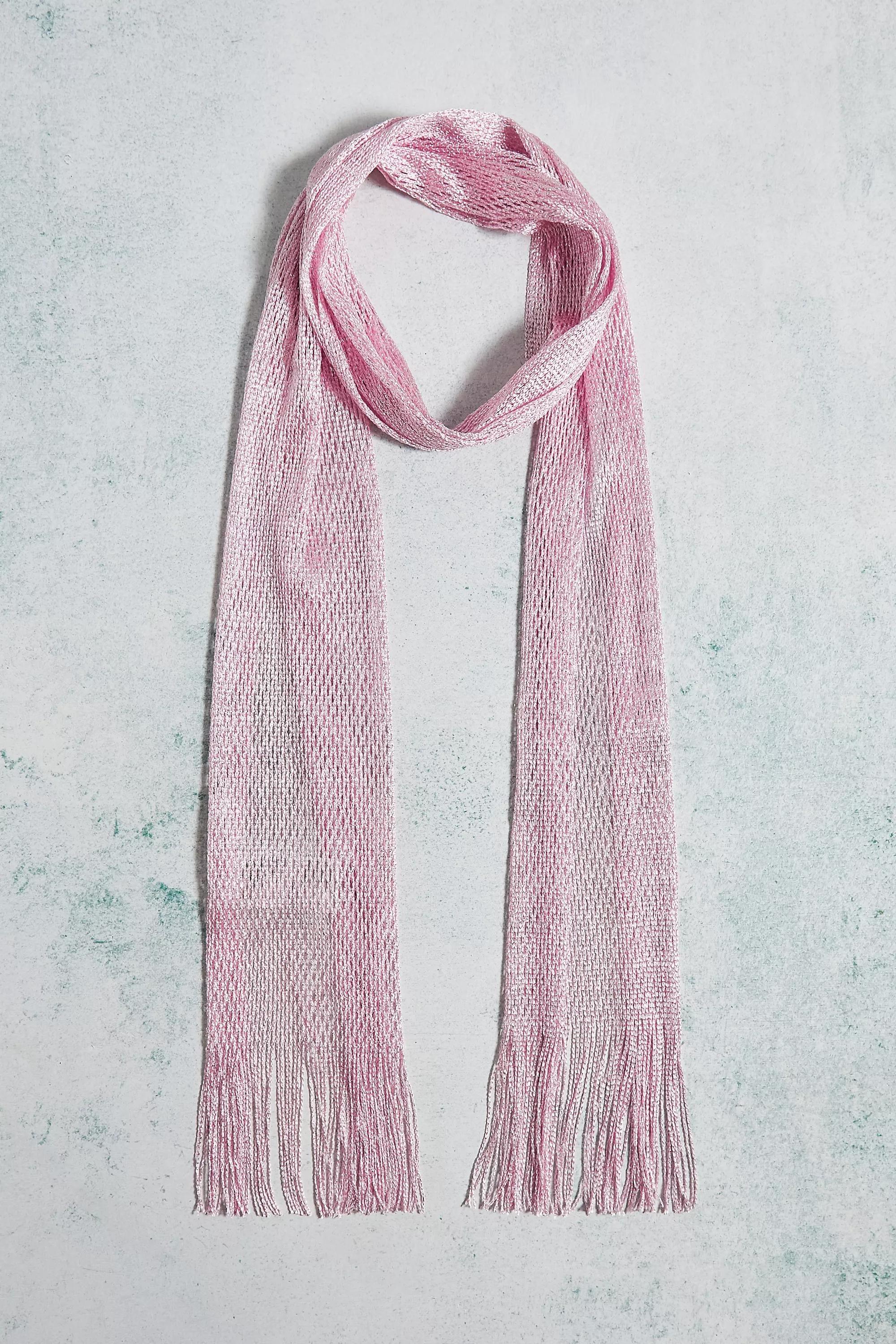 Pink Y2K Sparkle Skinny Knit Scarf, , large image number 2