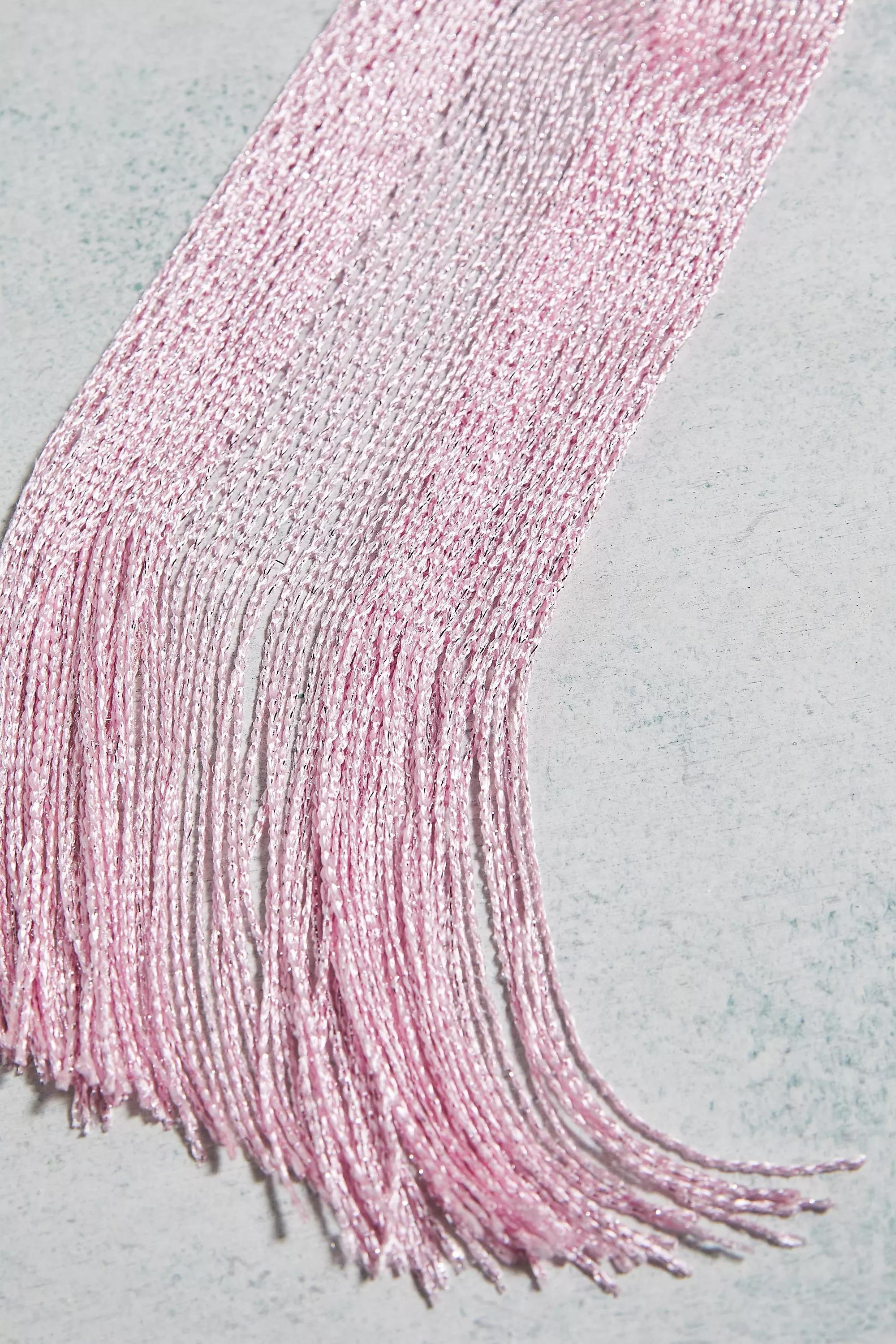 Pink Y2K Sparkle Skinny Knit Scarf, , large image number 4