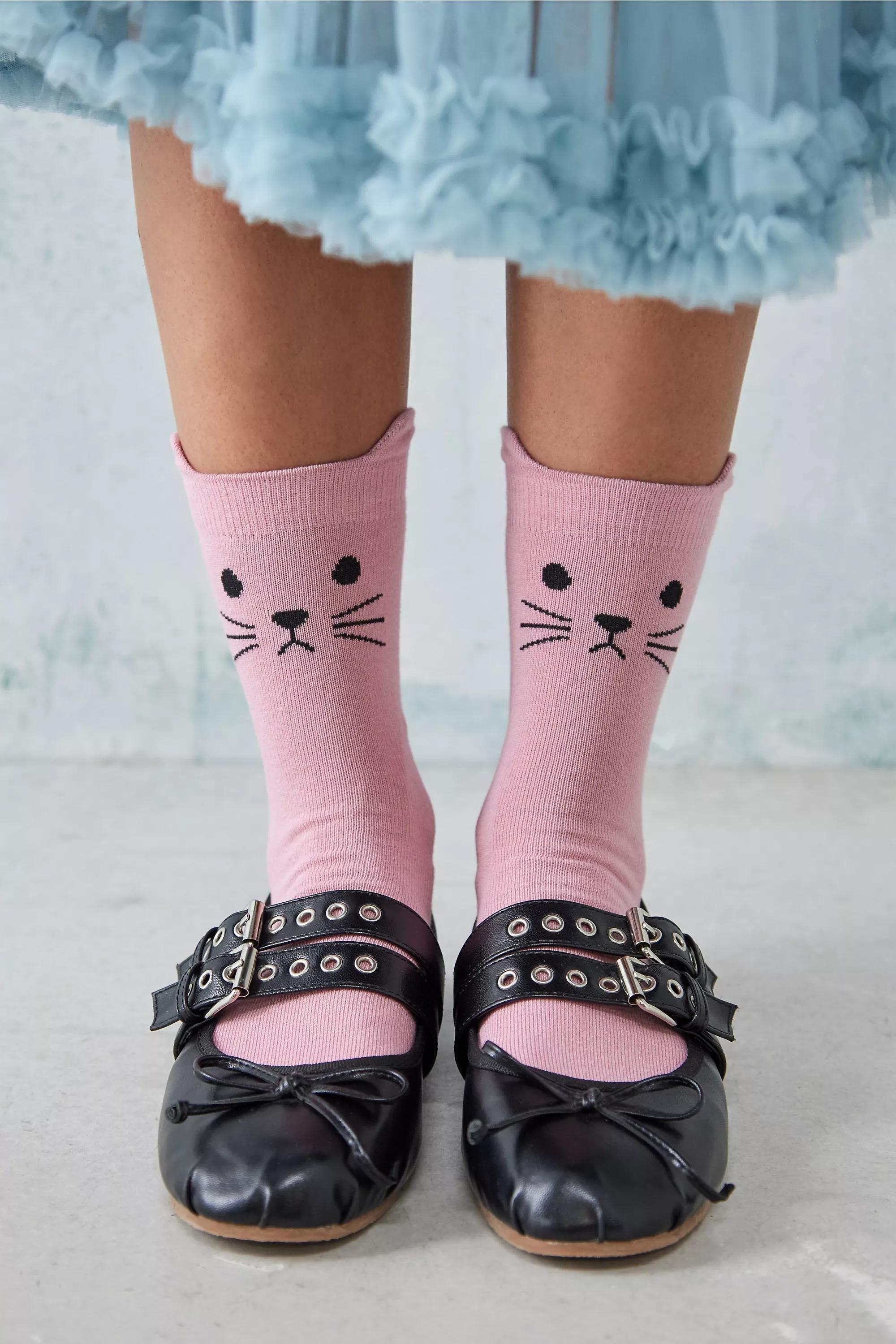 Pink OFU Grumpy Cat Socks, , large image number 0