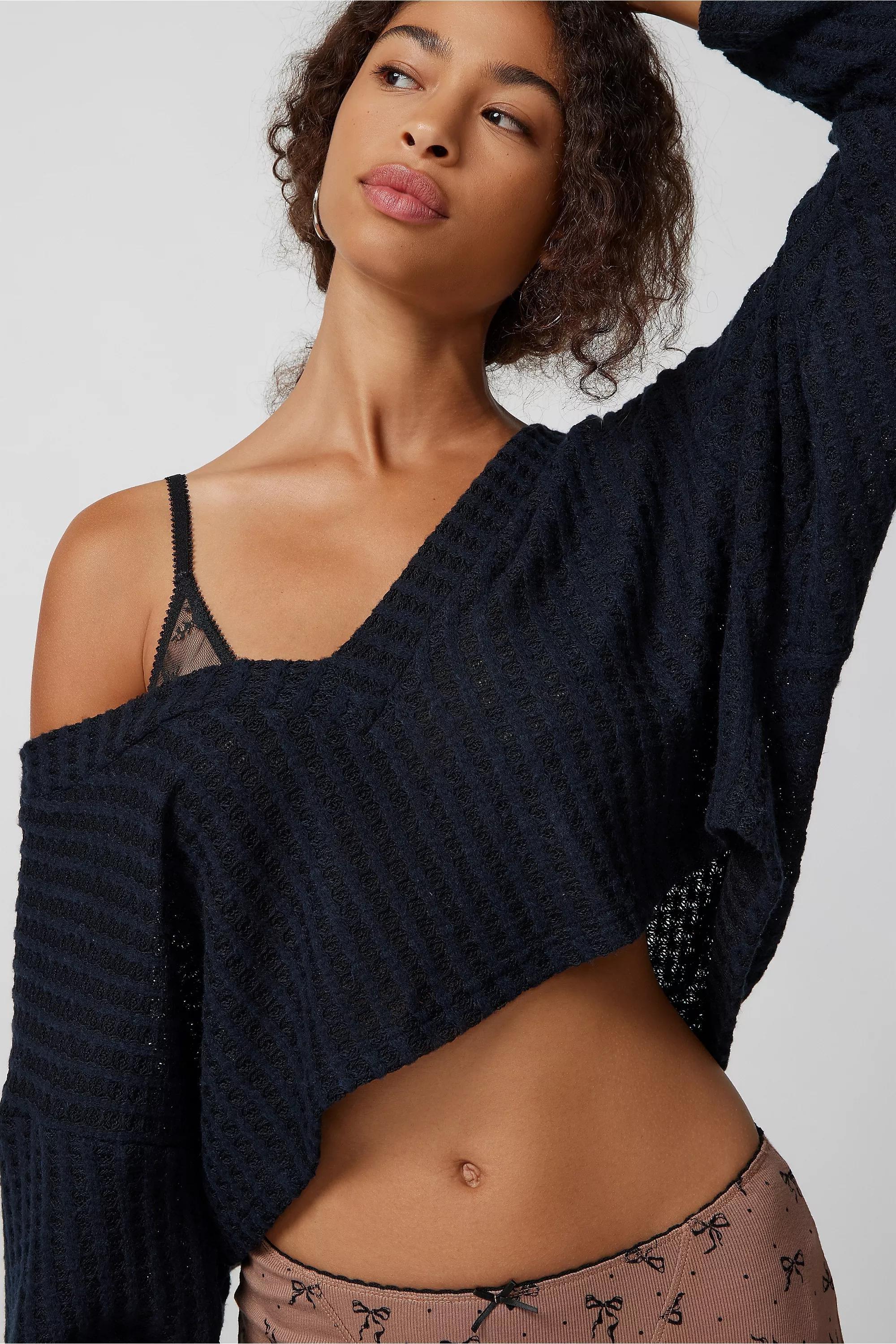 Black Out From Under Isla V Neck Thermal Lounge Top