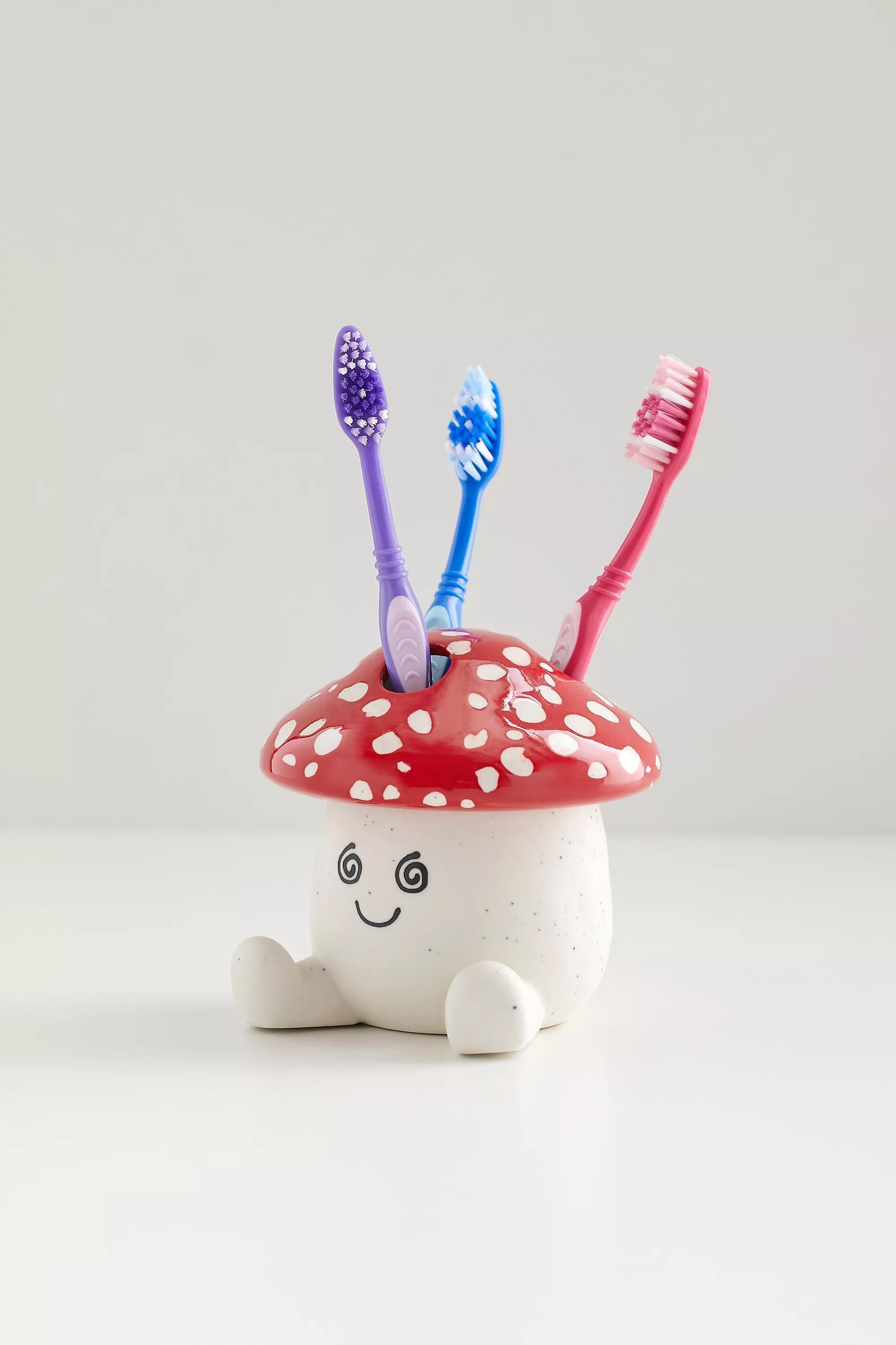 Multicolour Mushroom Toothbrush Holder, ASSORT, medium