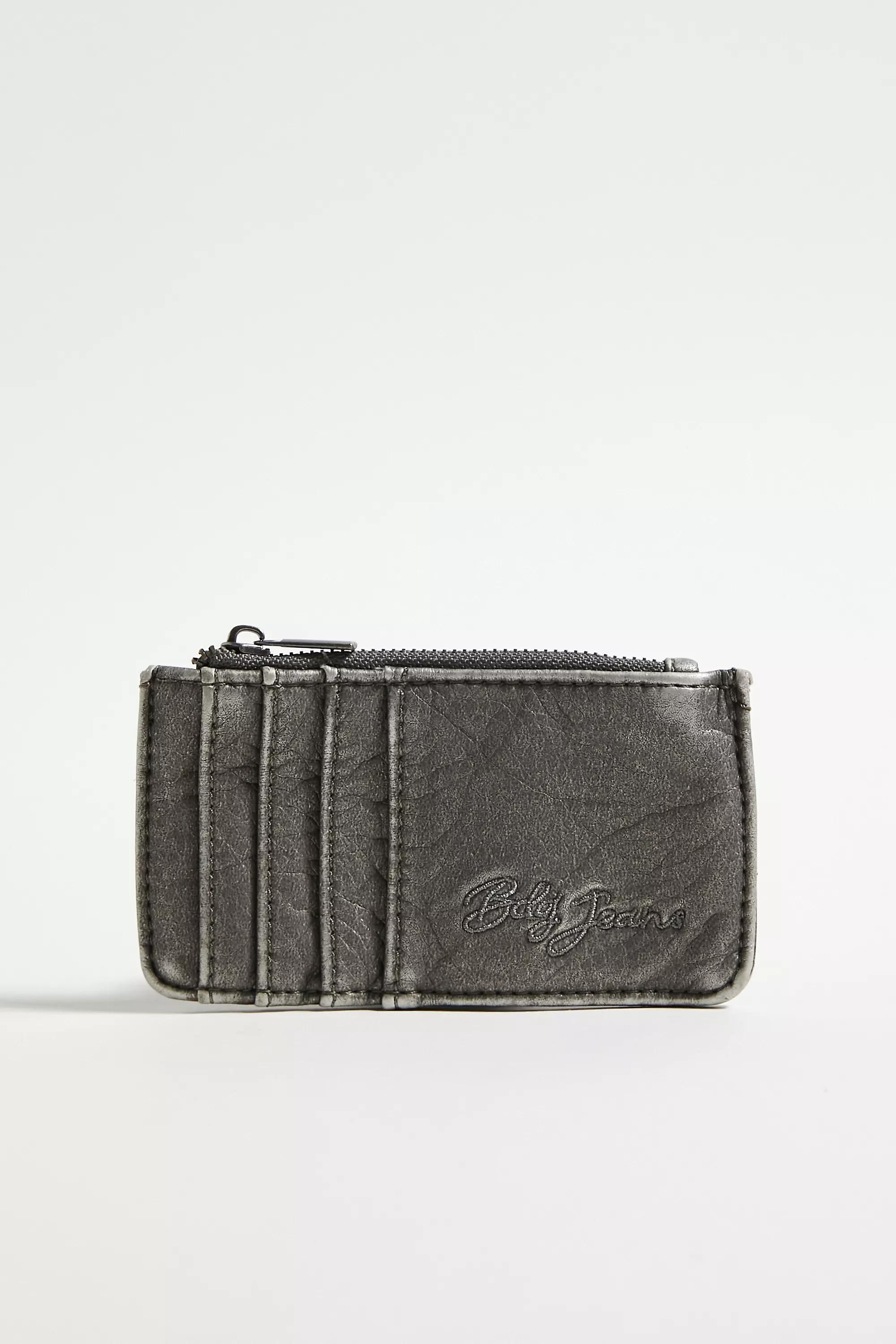 Grey Bdg Washed Faux Leather Cardholder, GREY, large image number 0