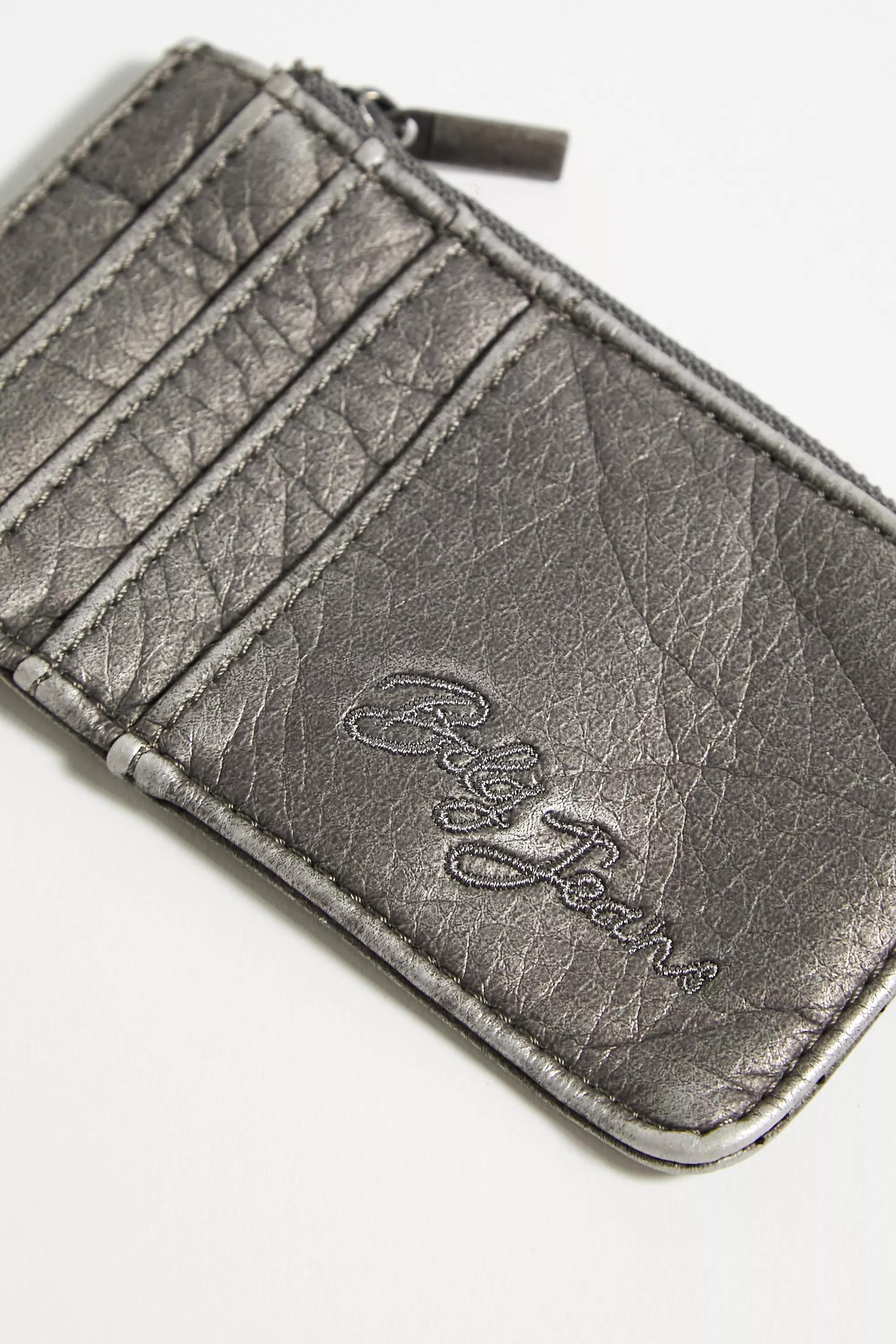 Grey Bdg Washed Faux Leather Cardholder, GREY, large image number 1